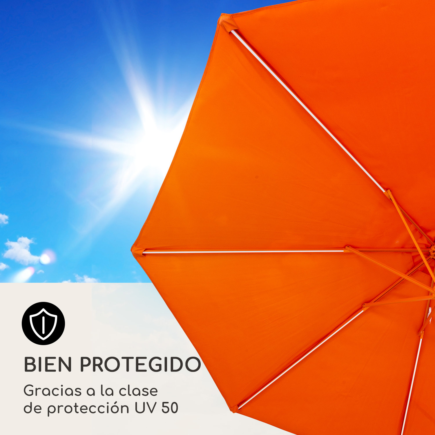 Calais Parasol LED blumfeldt marco de aluminio cubierta de poliéster UV 50  Naranja