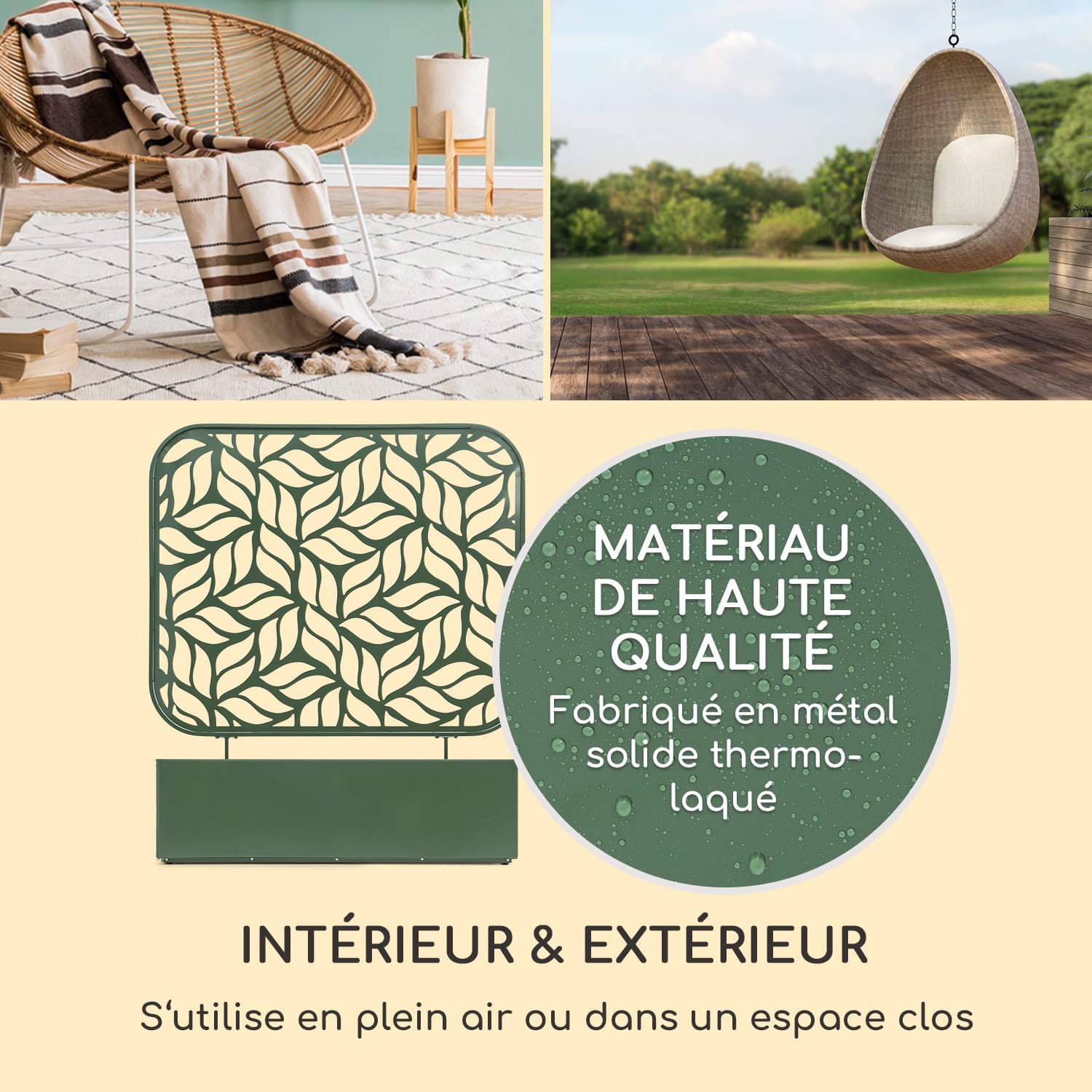 Almere Jardinière & Treille Set 110 x 140 x 40 cm Métal Intérieur / Extérieur Mousse Sombre