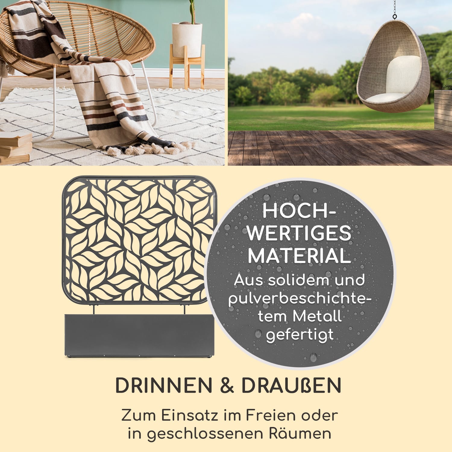 Almere Pflanzkasten & Spalier Set 110 x 140 x 40 cm Metall Indoor / Outdoor 