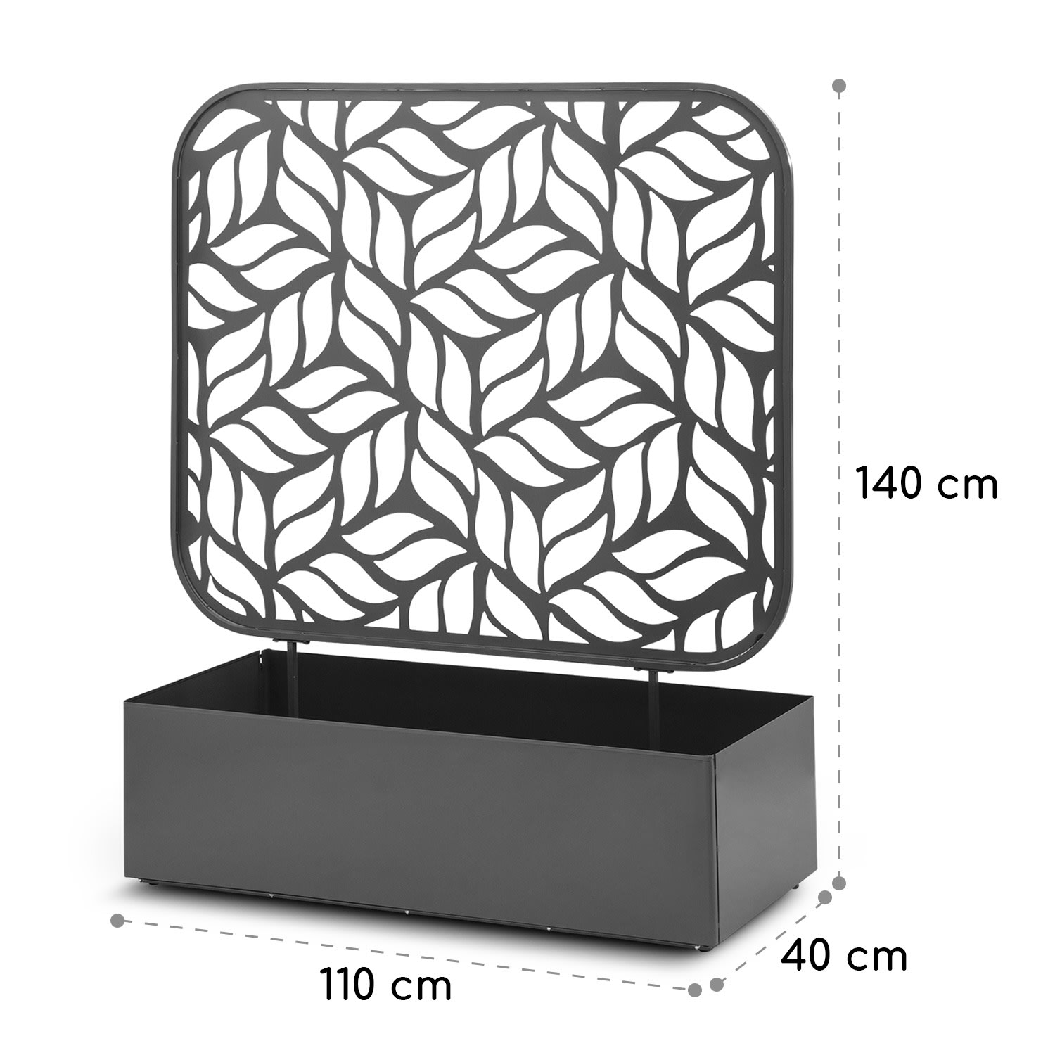 Almere, set de ghivece și spaliere, 110 x 140 x 40 cm, metal, interior/exterior 