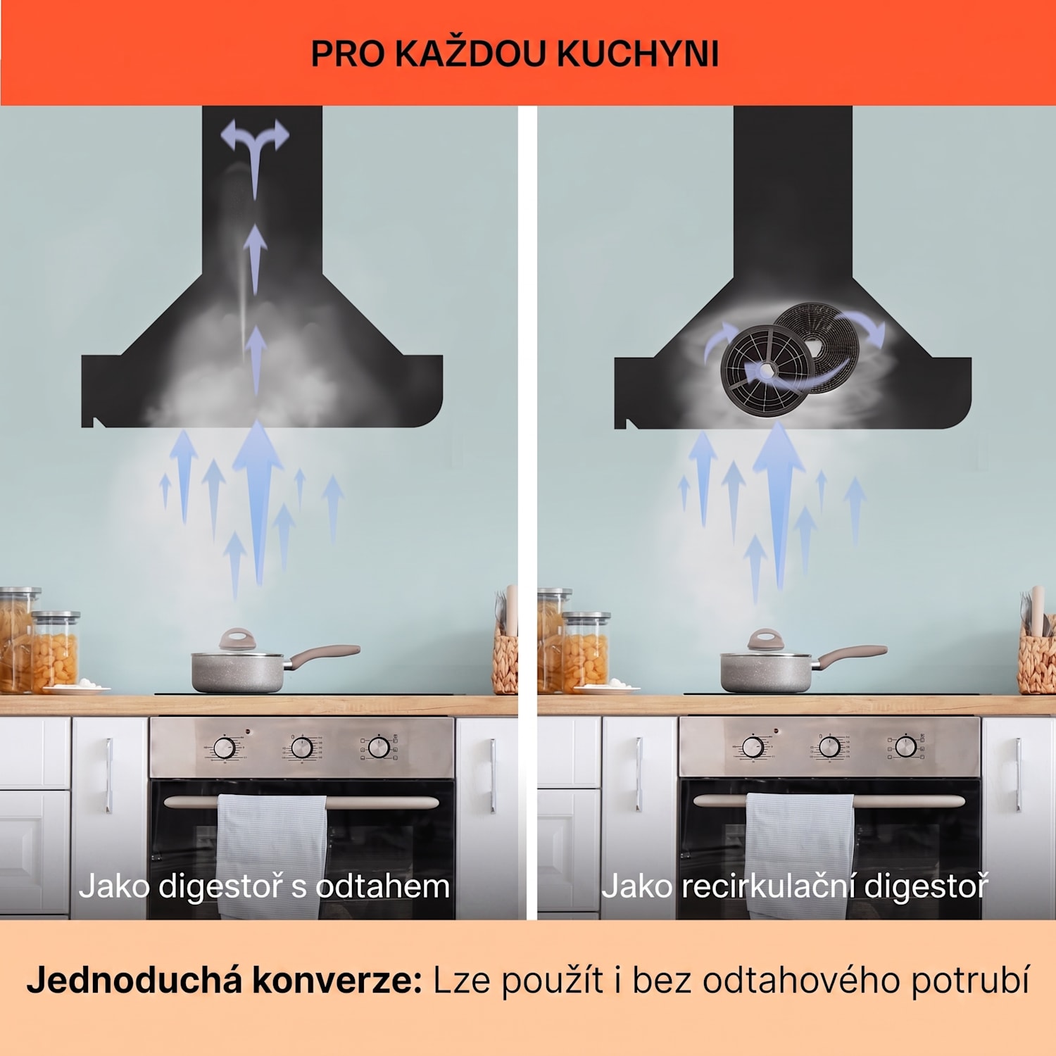 Clara 60, digestoř, 60 cm, nástěnná, 591 m³/h, dotykový displej, LED podsvícení, bílá 60 cm | Černá