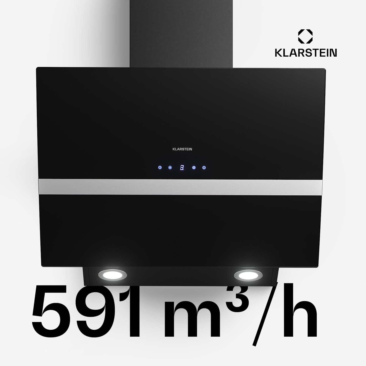 Clara 60 liesituuletin lasi 591 m³/h Touch Ambient Light 60 cm | Musta