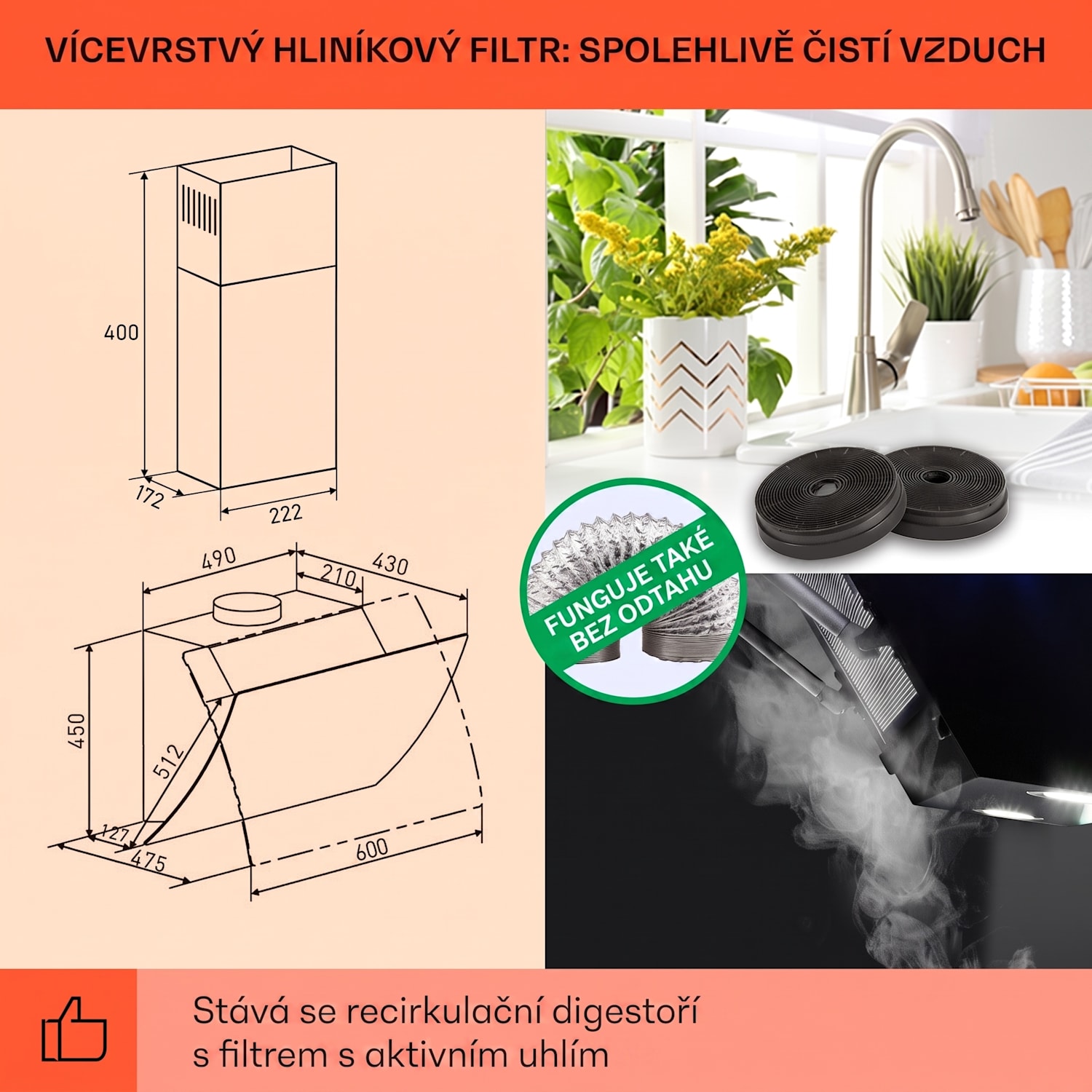 Clara 60, digestoř, 60 cm, nástěnná, 591 m³/h, dotykový displej, LED podsvícení, bílá 60 cm | Bílá