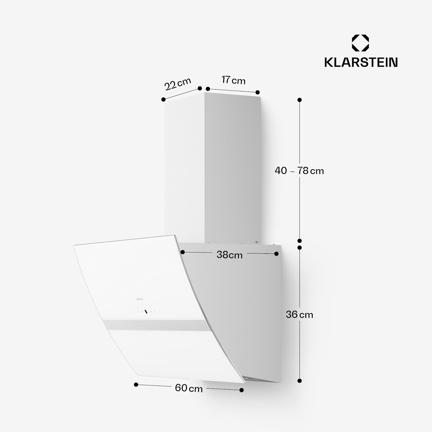 Clara 60 cappa aspirante, vetro, 591 m³/h, touch, luce ambientale 60 cm | Bianco