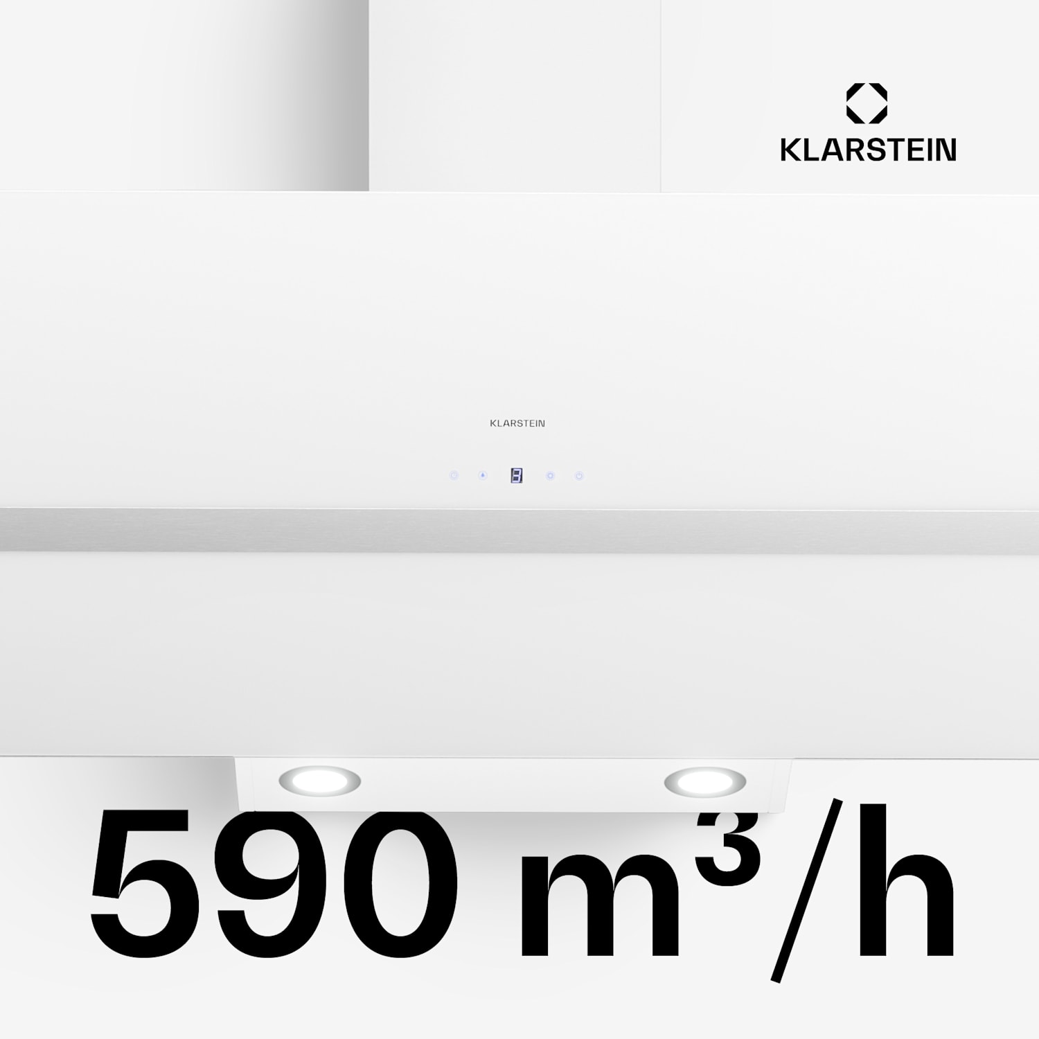 Clara 60 liesituuletin lasi 590 m³/h Touch Ambient Light 90 cm | Valkoinen