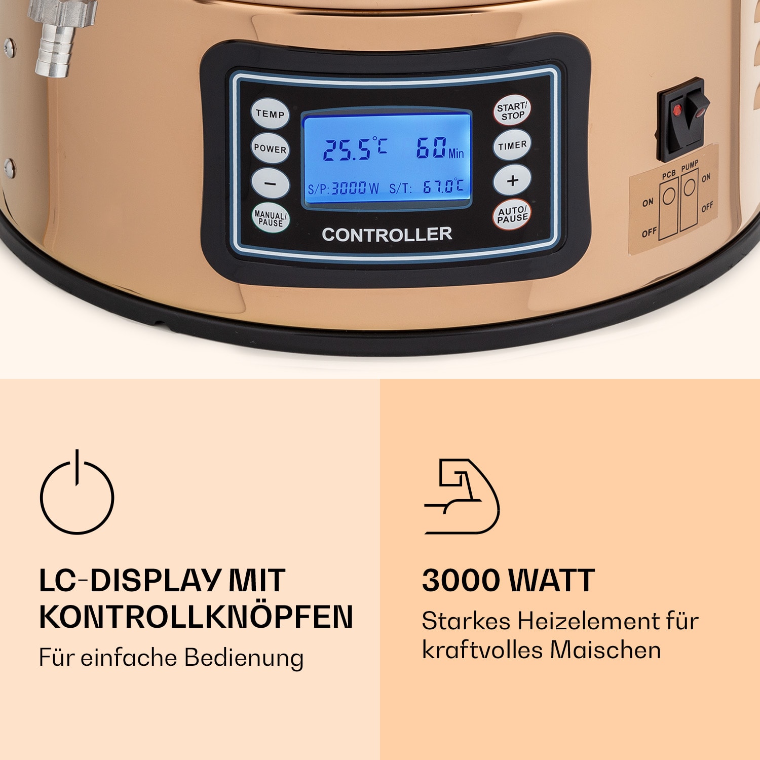 Mundschenk Maischekessel, Bierbrauanlage, 2500 W, 30 l, 9 Programme 
