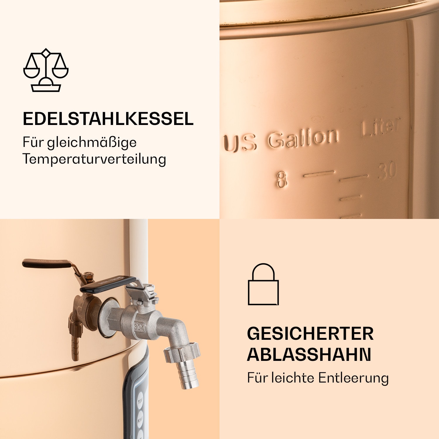 Mundschenk Maischekessel, Bierbrauanlage, 2500 W, 30 l, 9 Programme 
