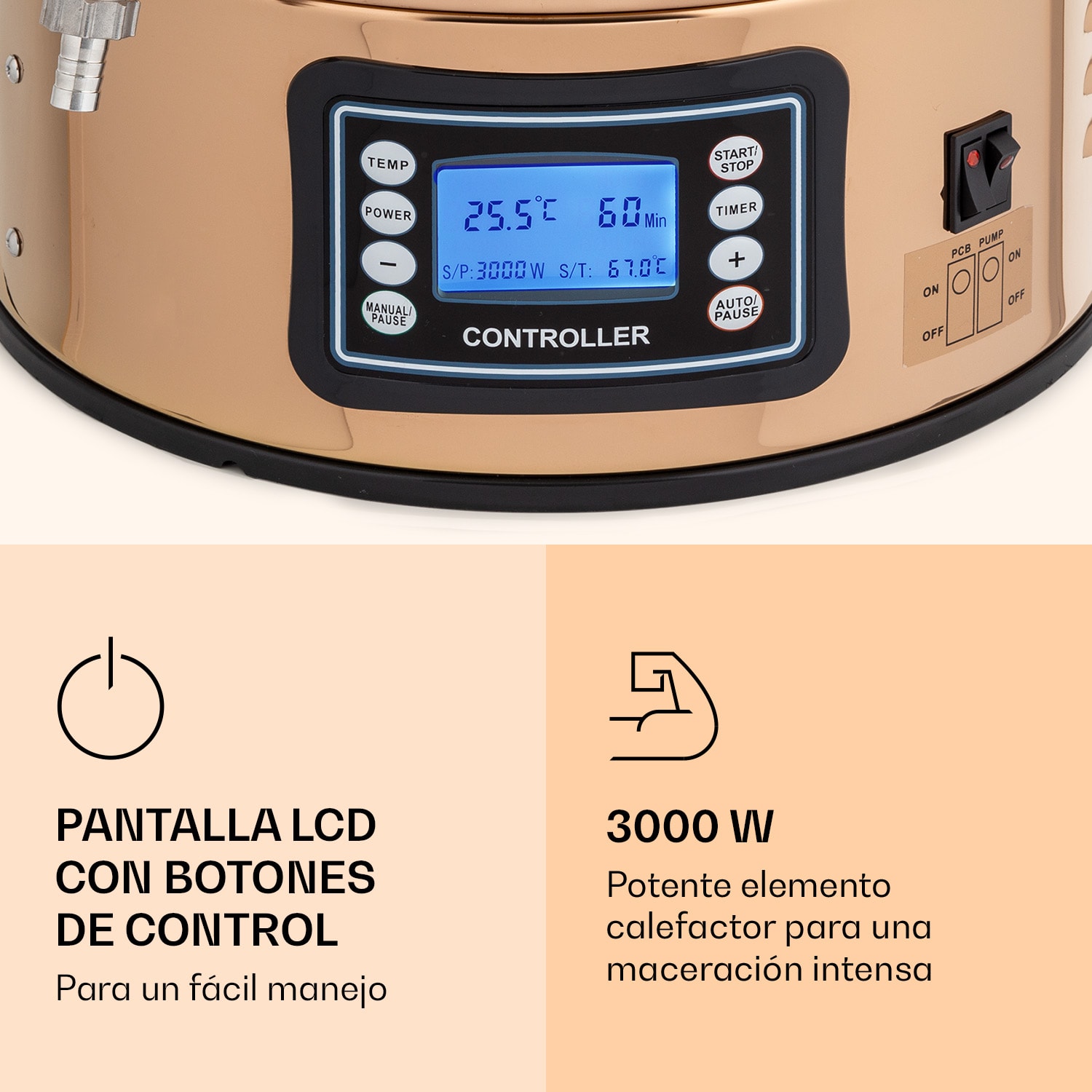 Caldera de maceración Mundschenk, sistema de elaboración de cerveza, 2500 W, 30 l, 9 programas 