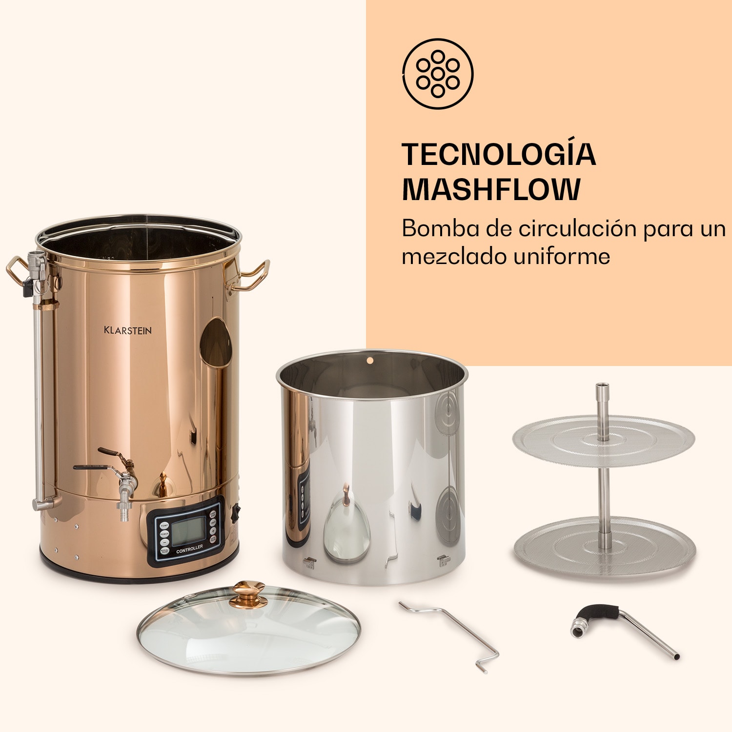 Caldera de maceración Mundschenk, sistema de elaboración de cerveza, 2500 W, 30 l, 9 programas 