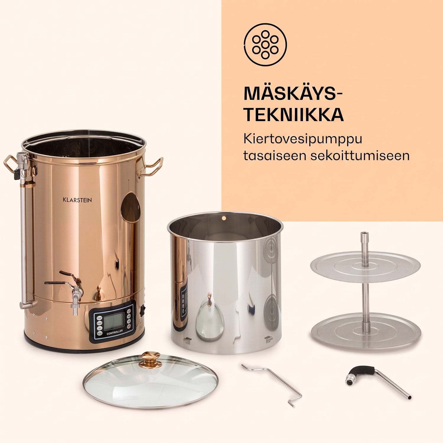 Mundschenk mäskäyskattila, oluenvalmistuslaitteisto, 2500 W, 30 l, 9 ohjelmaa 