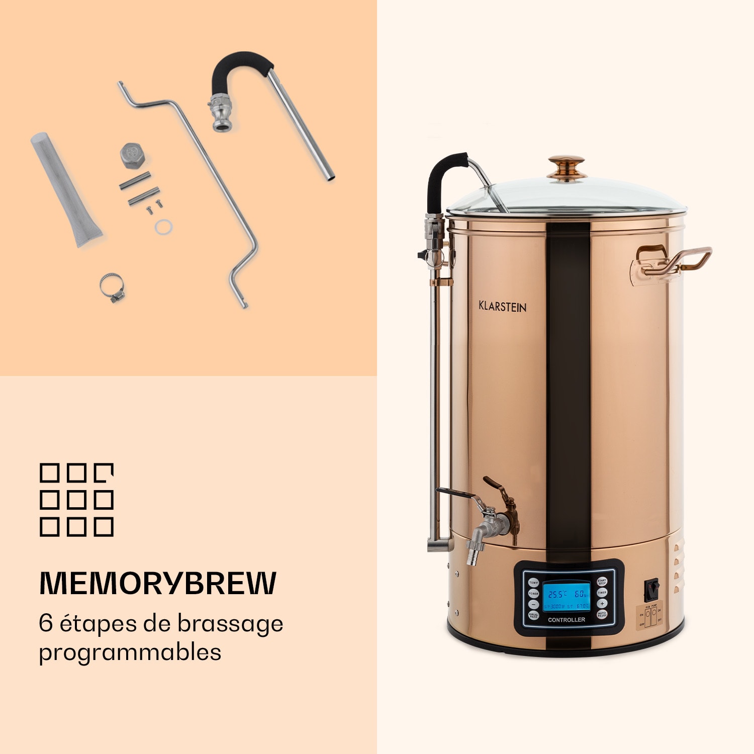 Mundschenk maischketel, bierbrouwinstallatie, 2500 watt, 30 l, 9 programma's 