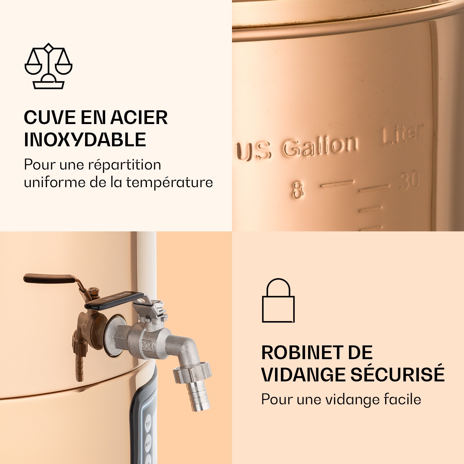 Mundschenk Cuve de brassage, Système de brassage de bière 2500 W, 30 L, 9 Programmes 