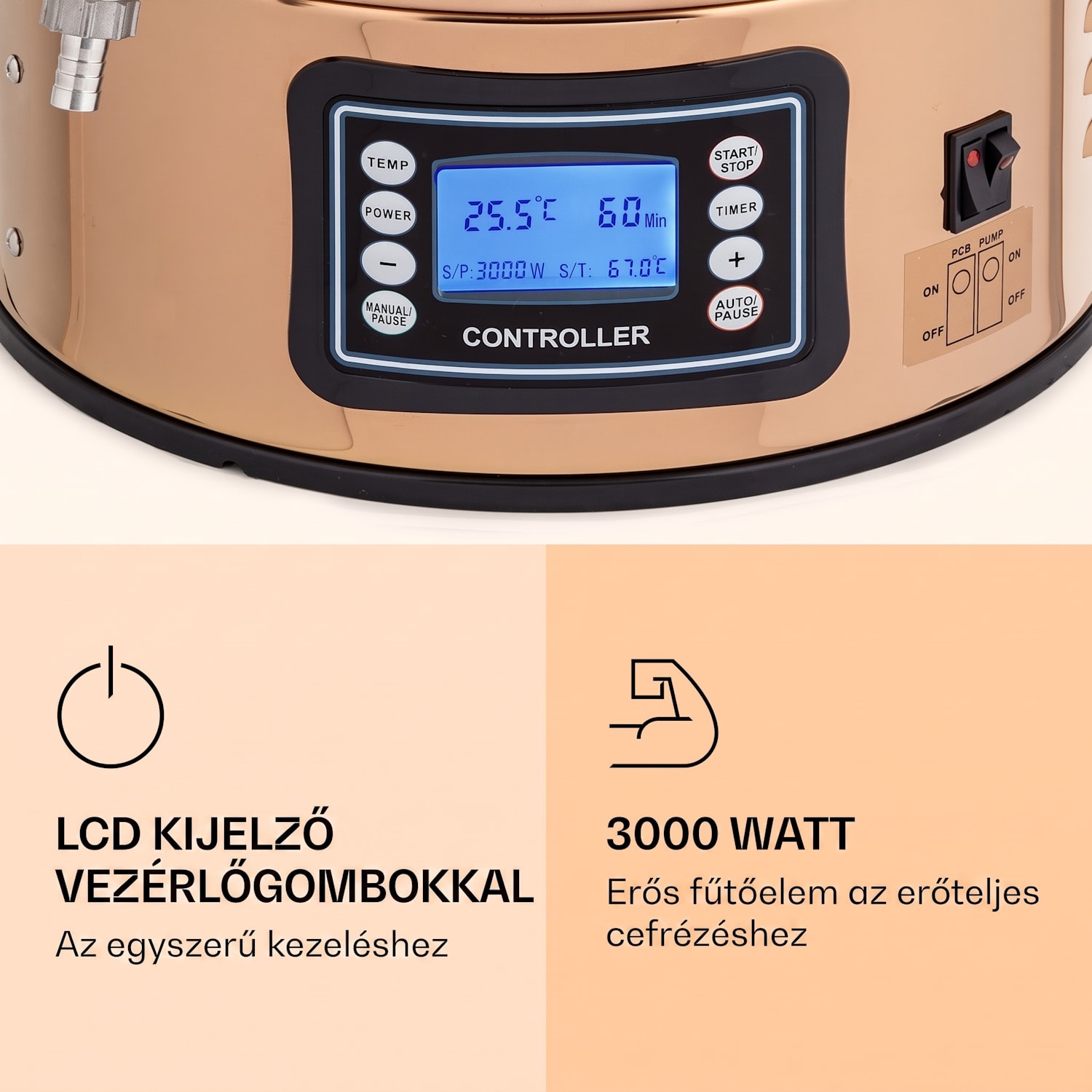 Mundschenk, cefréző üst, 30 l, 2500 W, sörfőző berendezés, 9 program 