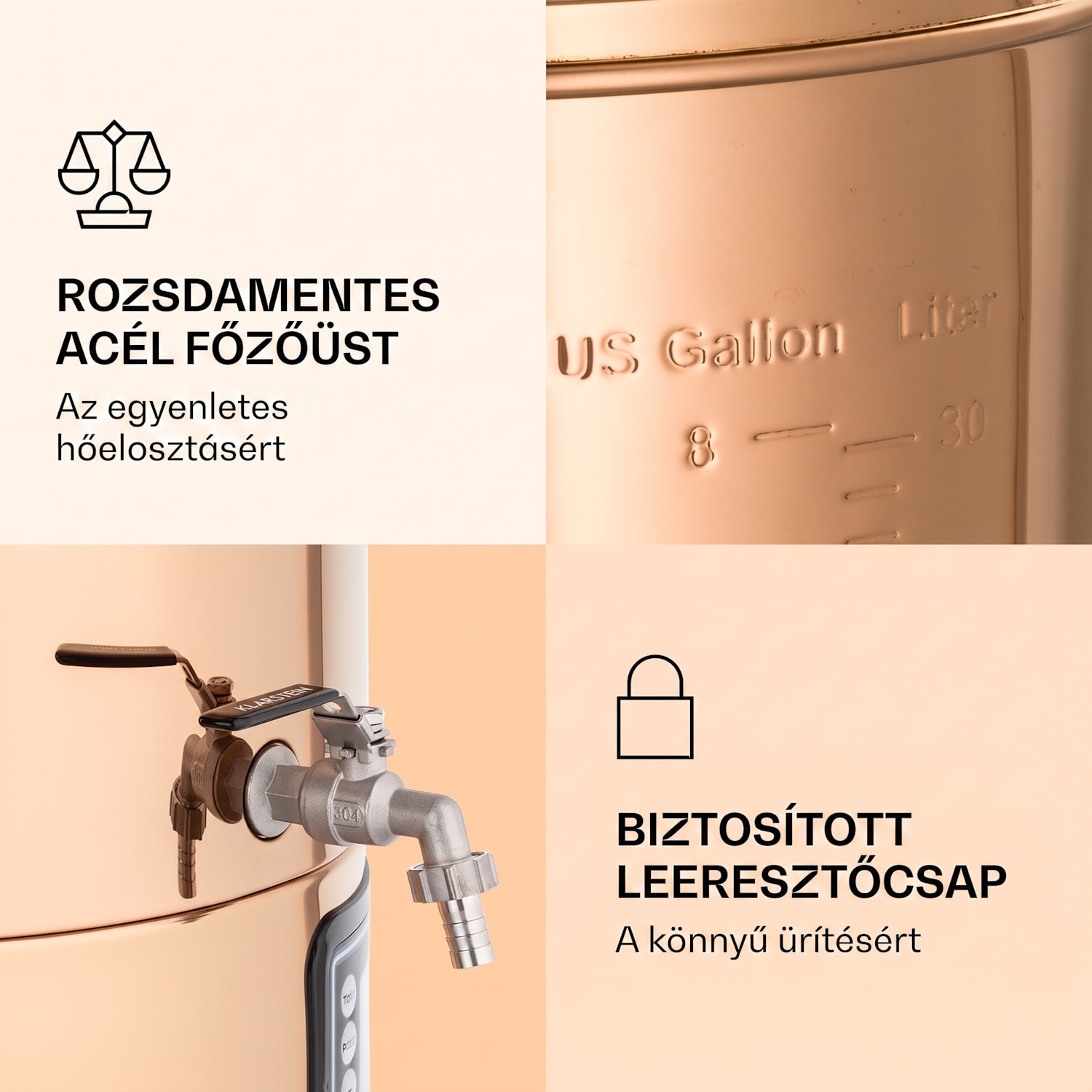 Mundschenk, cefréző üst, 30 l, 2500 W, sörfőző berendezés, 9 program 