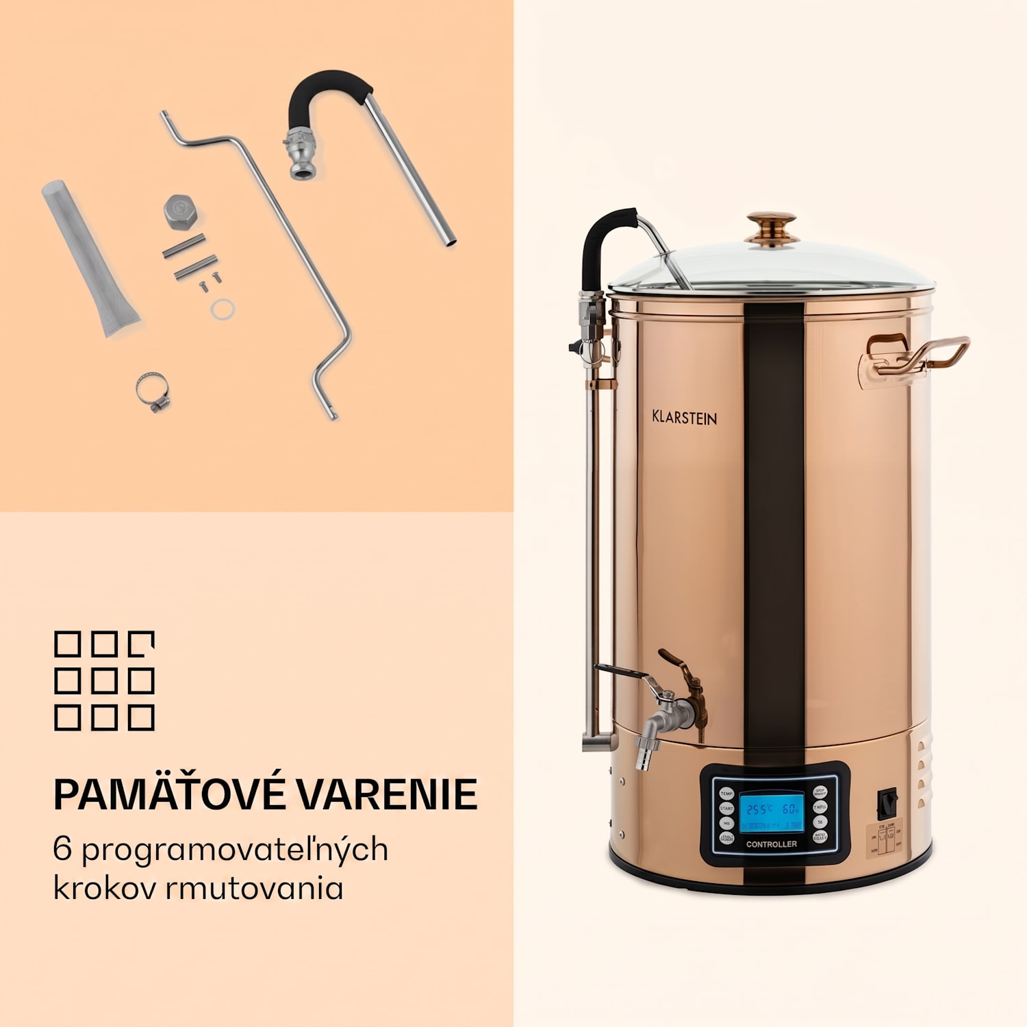 Mundschenk, rmutovací kotol, 30 l, 2500 W, systém na varenie piva, 9 programov 