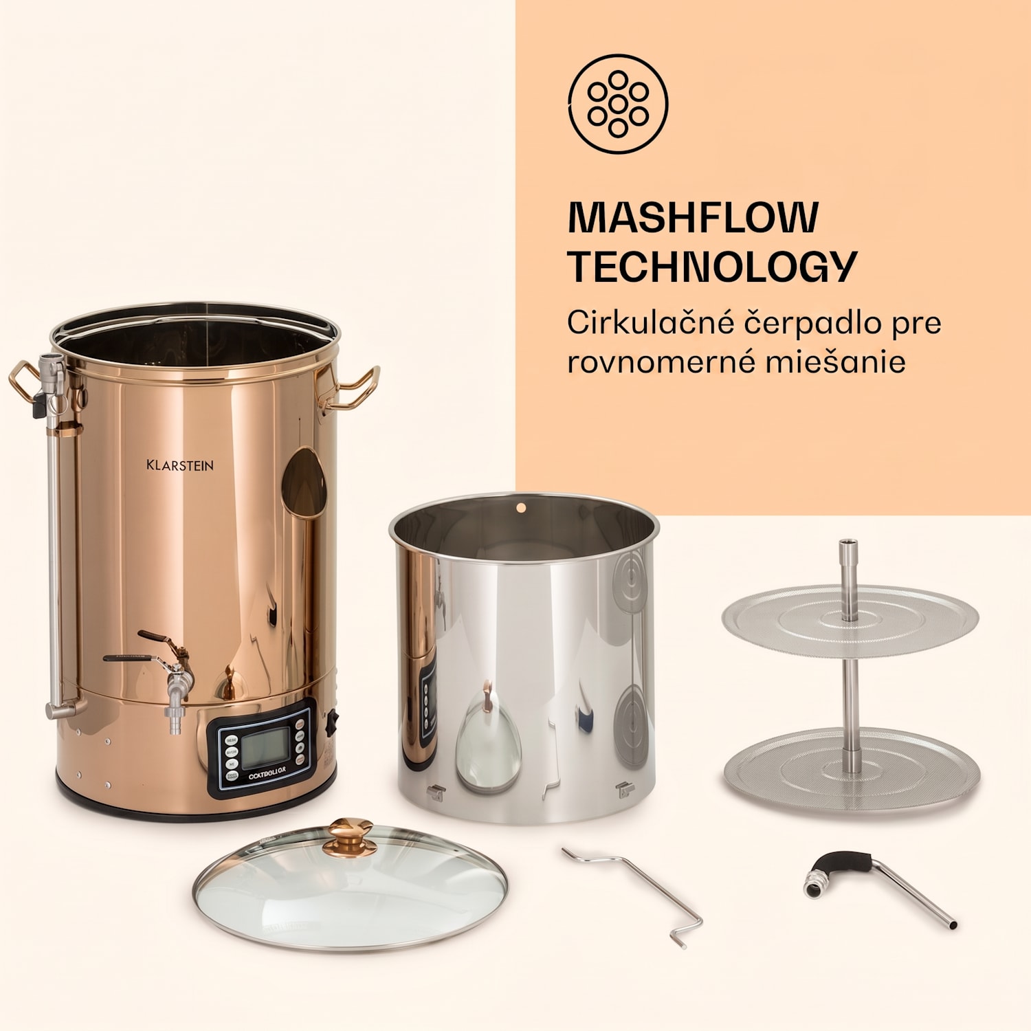 Mundschenk, rmutovací kotol, 30 l, 2500 W, systém na varenie piva, 9 programov 