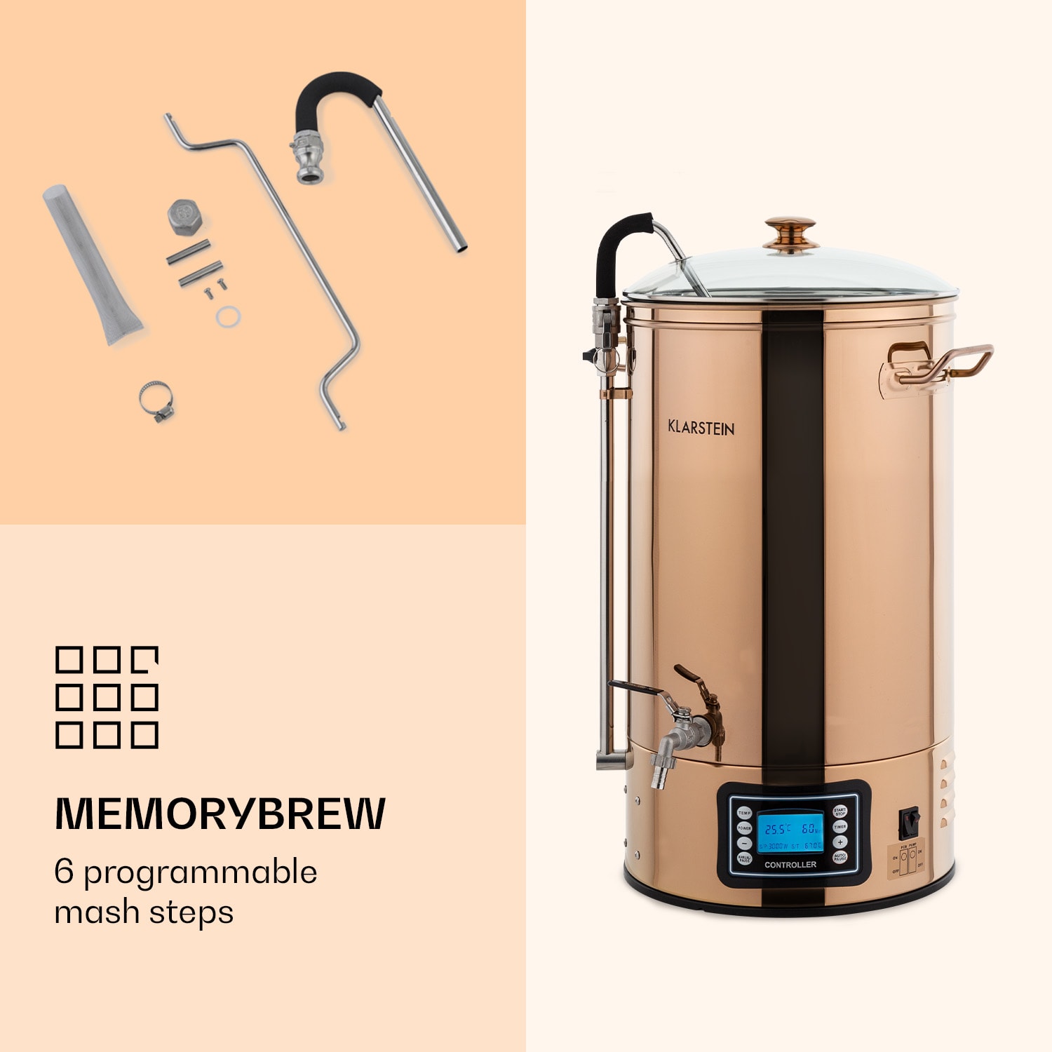 Mundschenk Mash Kettle, Beer Brewing System, 2500 W, 30 l, 9 Programmes 