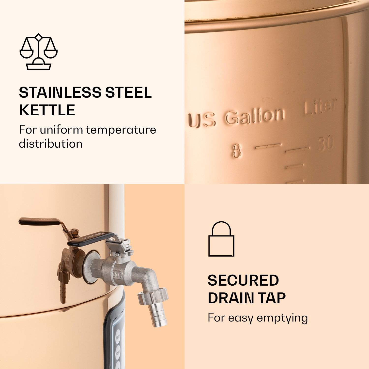 Mundschenk, kotel za varjenje, sistem za varjenje piva, 2500 W, 30 l, 9 programov 