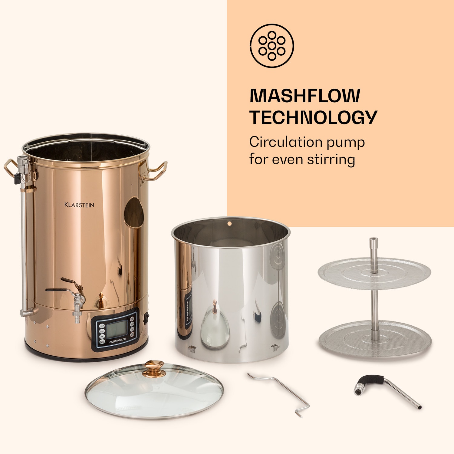 Mundschenk Mash Kettle, Beer Brewing System, 2500 W, 30 l, 9 Programmes 