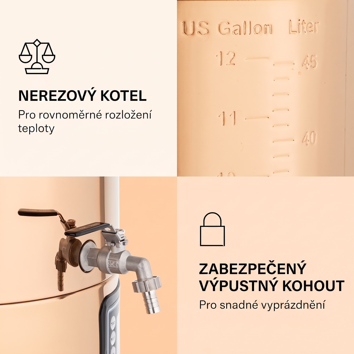 Mundschenk XXL, sladový kotel, 50 l, 3000 W, nerezová ocel XXL | Měděná