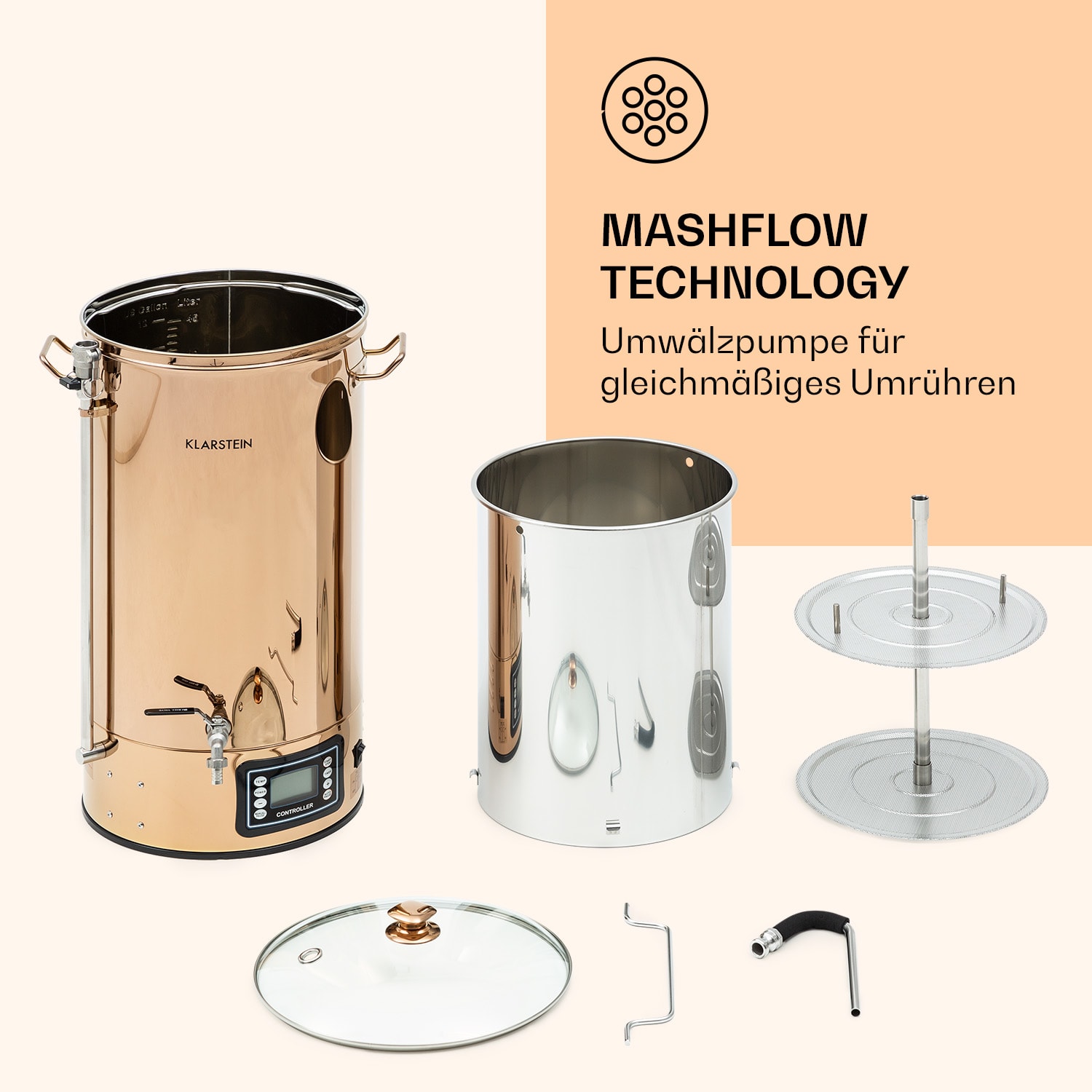 Mundschenk XXL Maischekessel Bierbrauanlage 3000W 50l 304 Edelstahl XXL | Kupfer