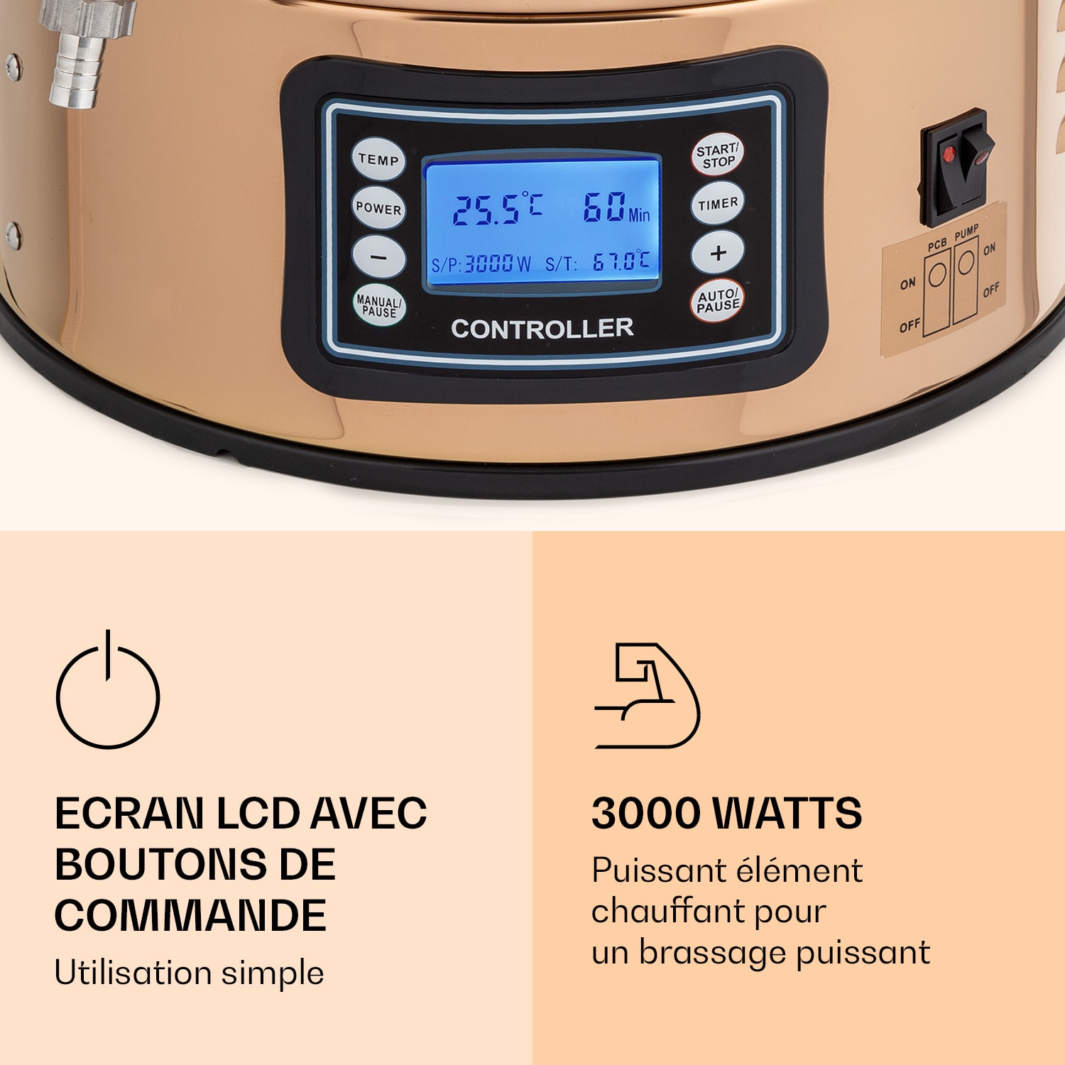 Mundschenk XXL maischketel bierbrouwinstallatie 3000 W 50 l 304 edelstaal XXL | Koper