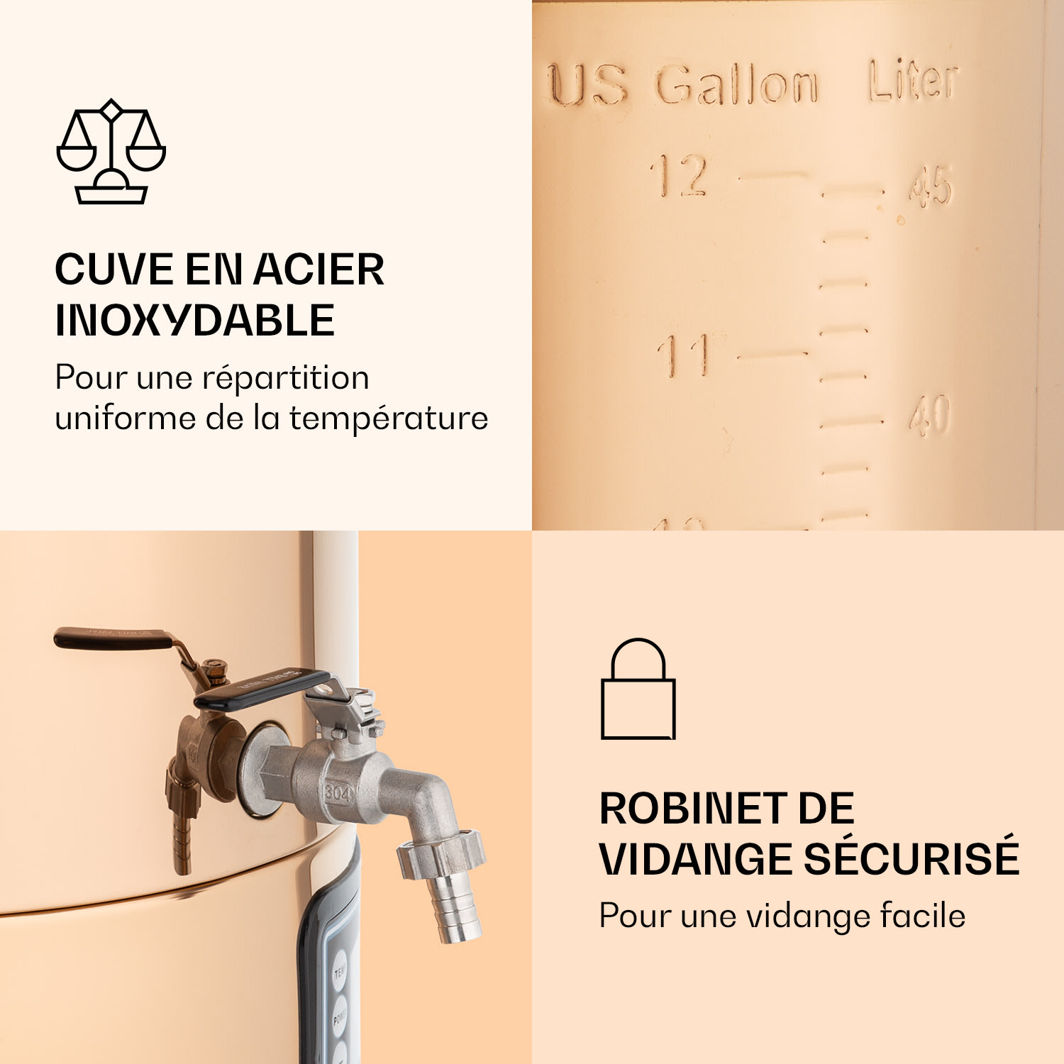 Mundschenk XXL maischketel bierbrouwinstallatie 3000 W 50 l 304 edelstaal XXL | Koper