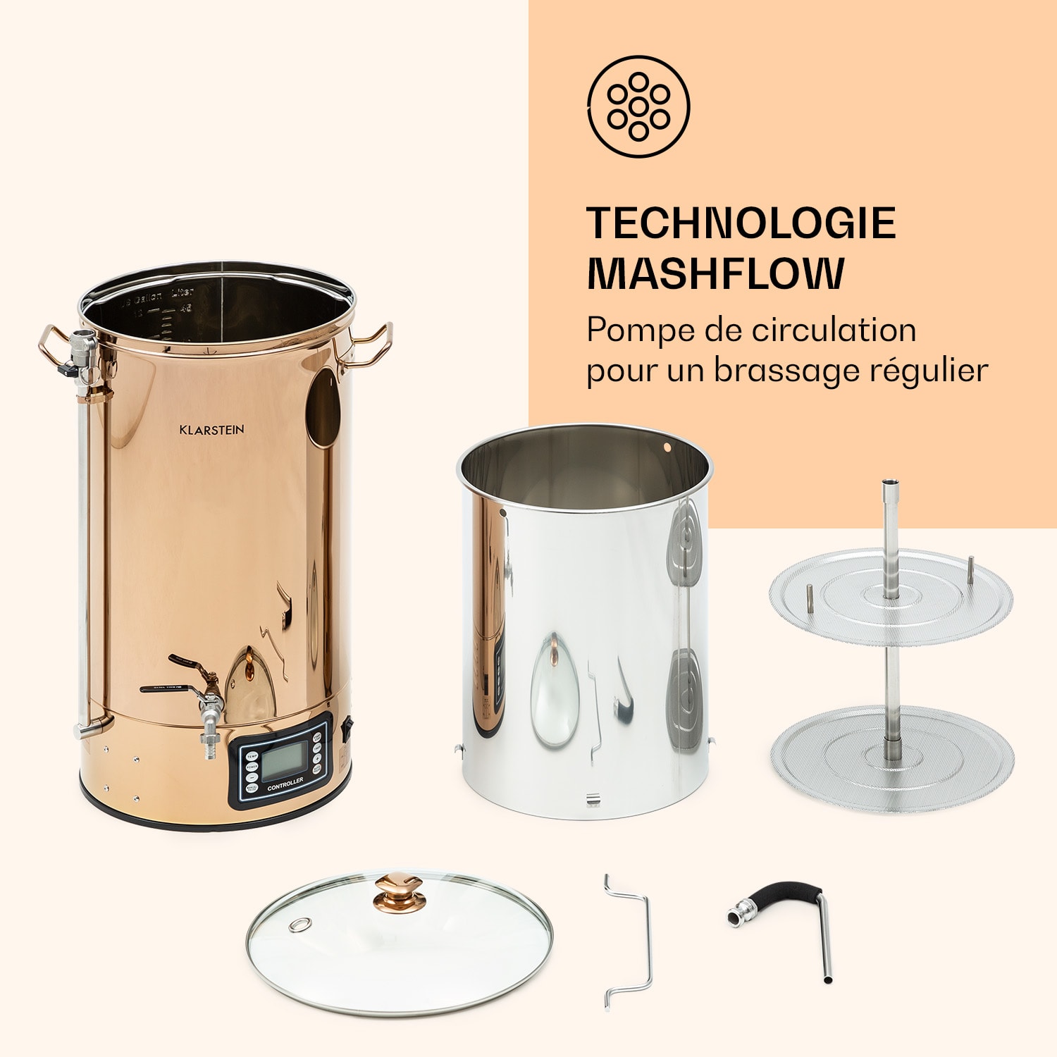 Mundschenk XXL maischketel bierbrouwinstallatie 3000 W 50 l 304 edelstaal XXL | Koper