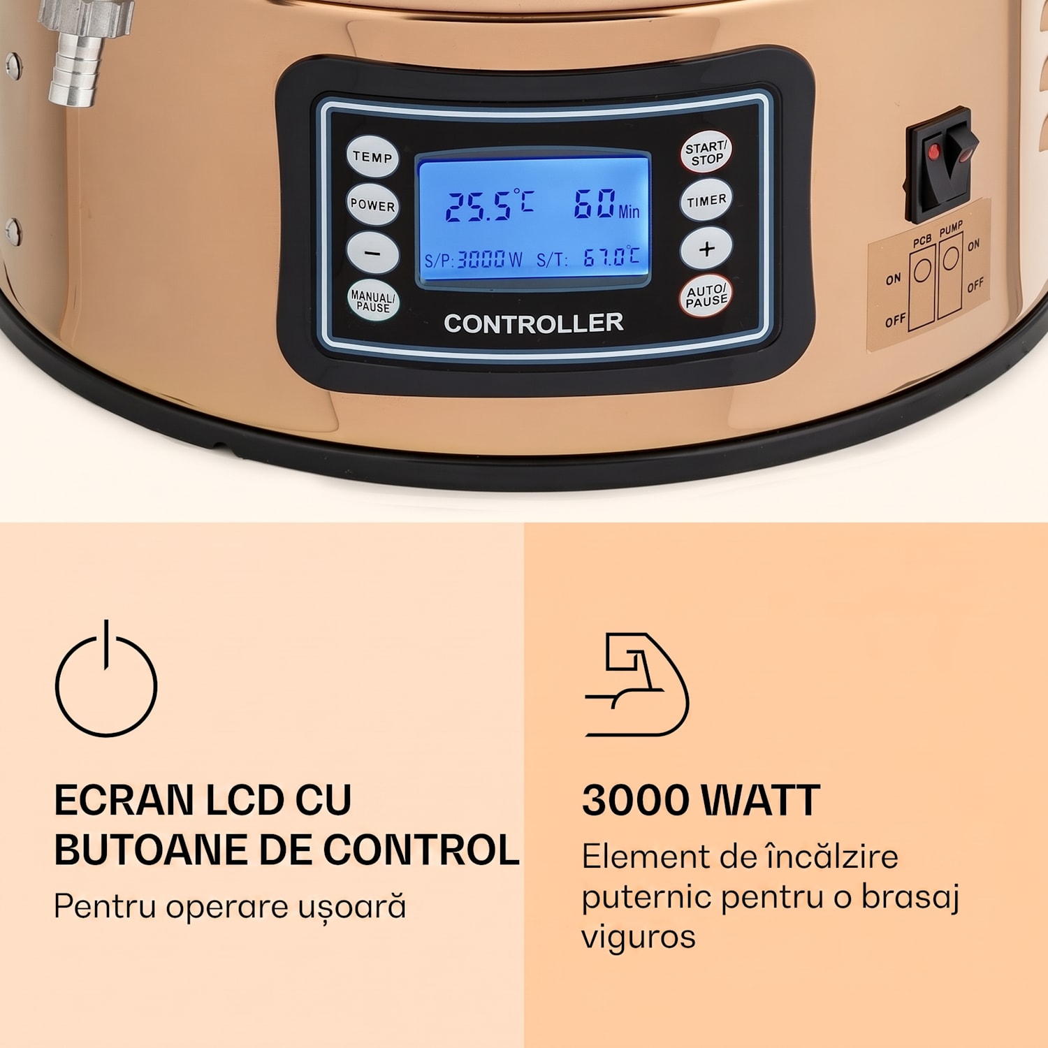 MUNDSCHENK XXL, aparat pentru producerea berii, set, 3000W, 50 L, oțel XXL | Cupru