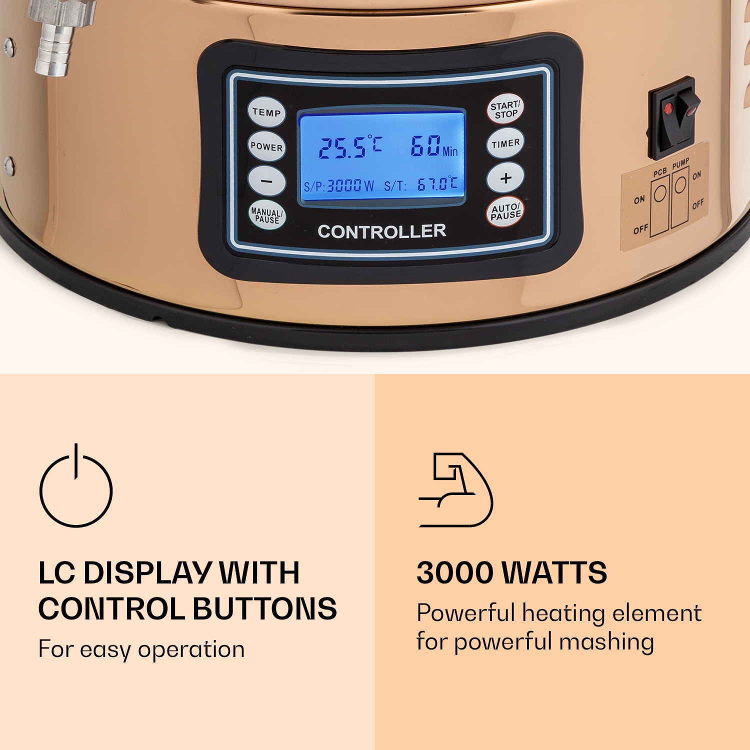 Mundschenk XXL Mash Kettle Beer Brewer 3000W 50l 304 Stainless Steel XXL | Copper