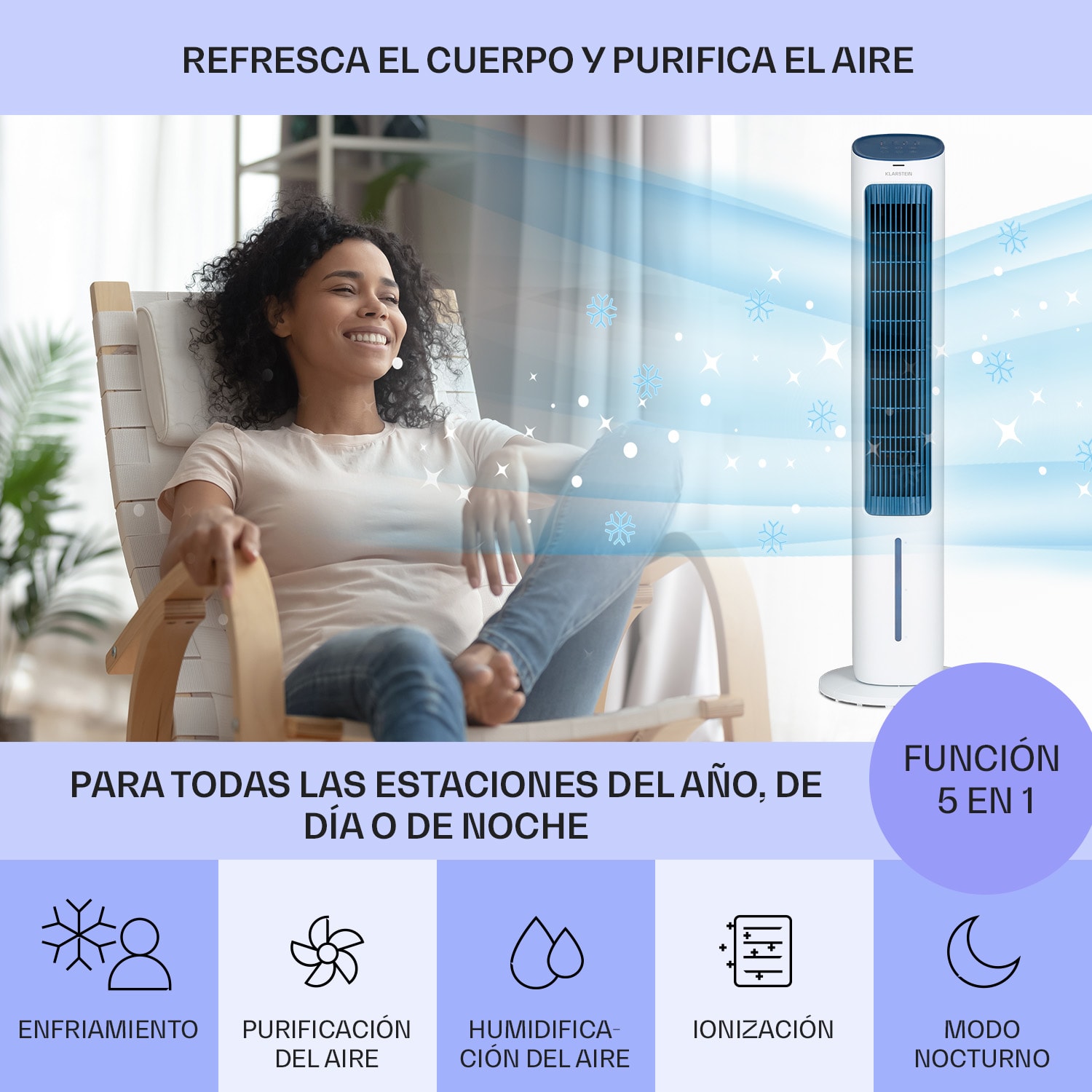 Mistral 5 en 1 Climatizador ionizador 360 m³/h mando a distancia 360 m³/h | No | Blanco