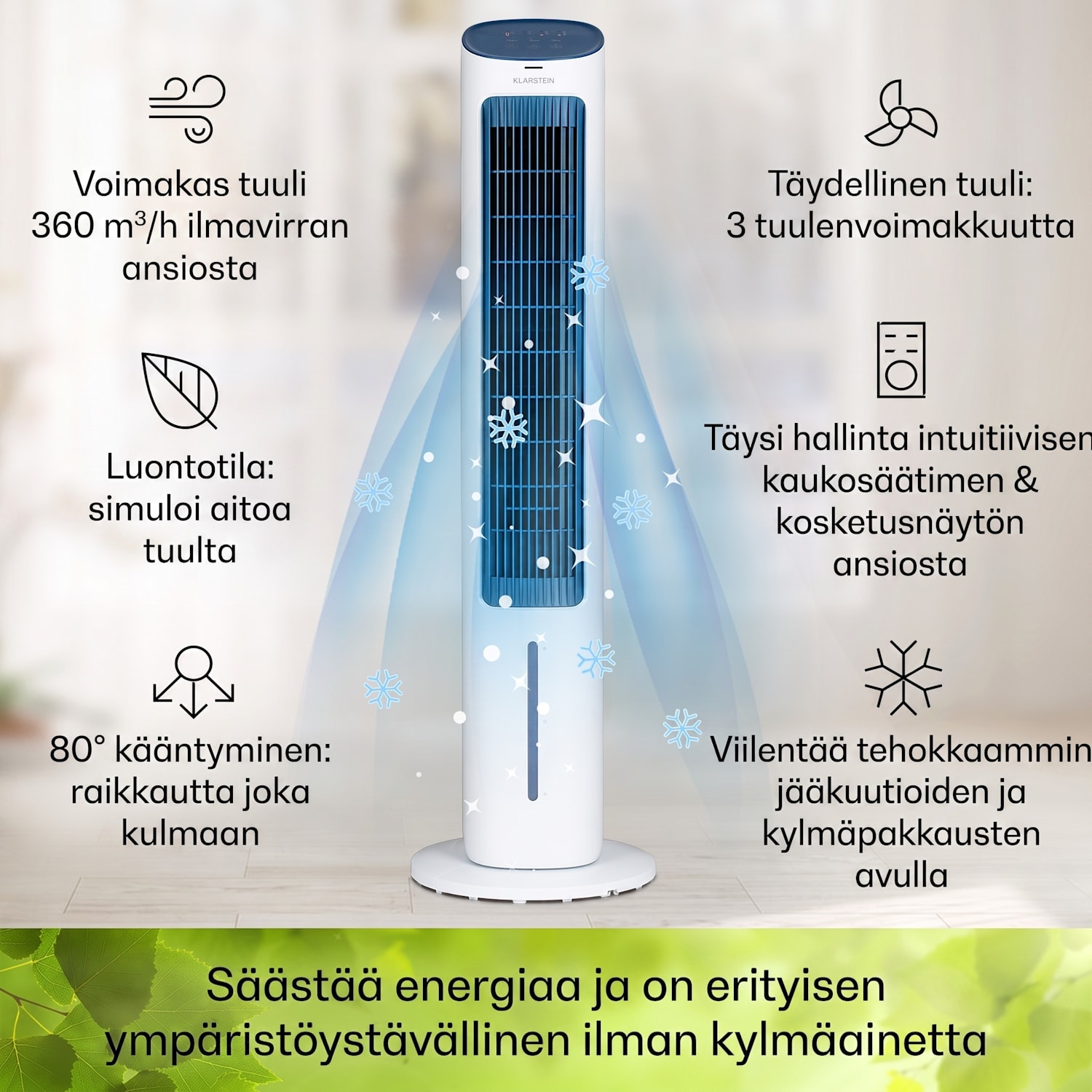 Mistral 5-in-1-ilmanjäähdytin tuuletin ilmankostutin ionisaattori 360 m³/h kaukosäädin 360 m³/h | Ei | Valkoinen