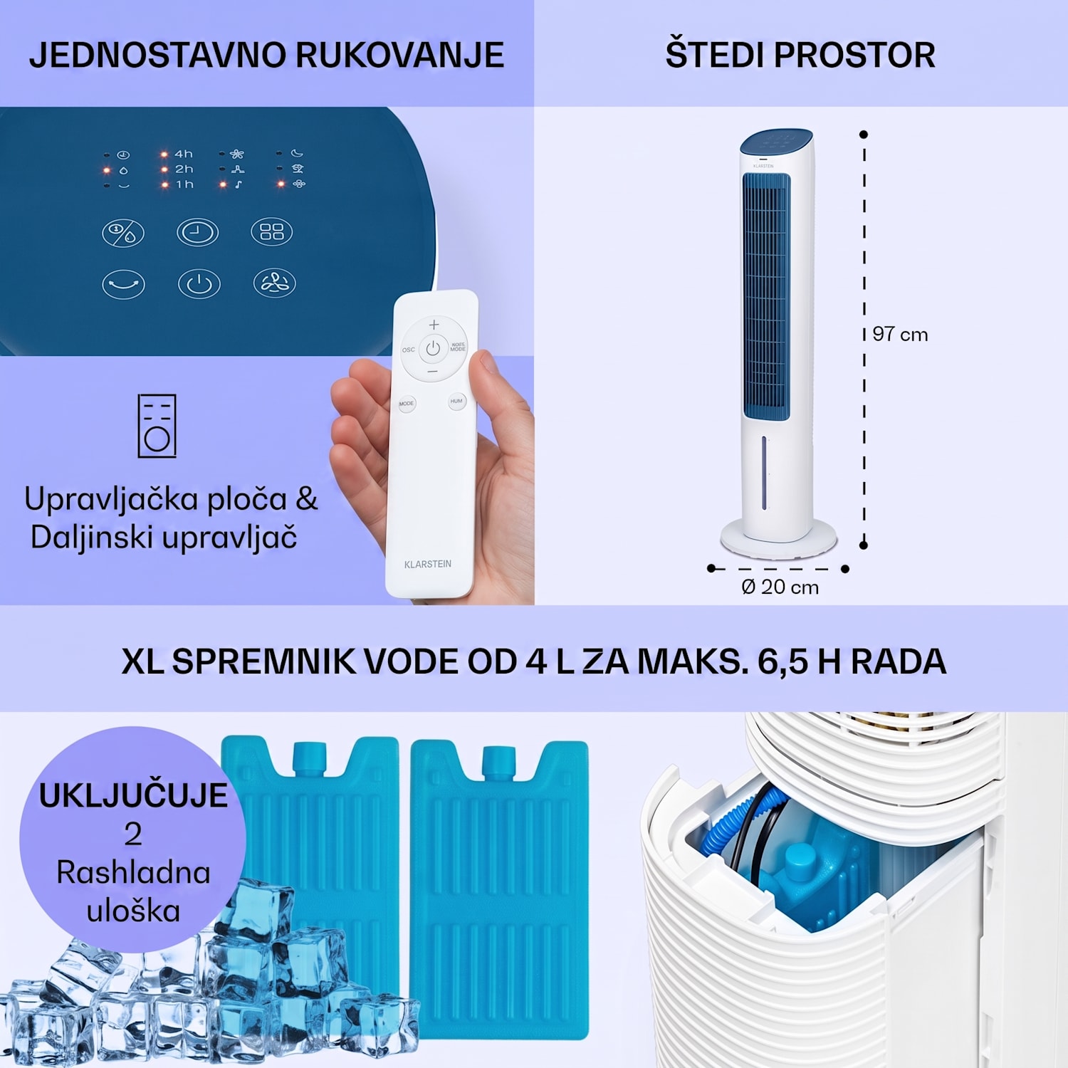 Mistral, rashlađivač zraka 5 u 1, ventilator, ovlaživač, ionizator, 360 m³/h, daljinski upravljač 360 m³/h | Ne | Bijela