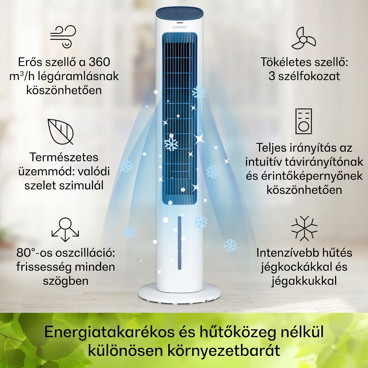 Mistral, 5 az 1-ben léghűtő, ventilátor, párásító, ionizátor, 360 m³/ó, távirányítóval 360 m³/h | Nem | Fehér