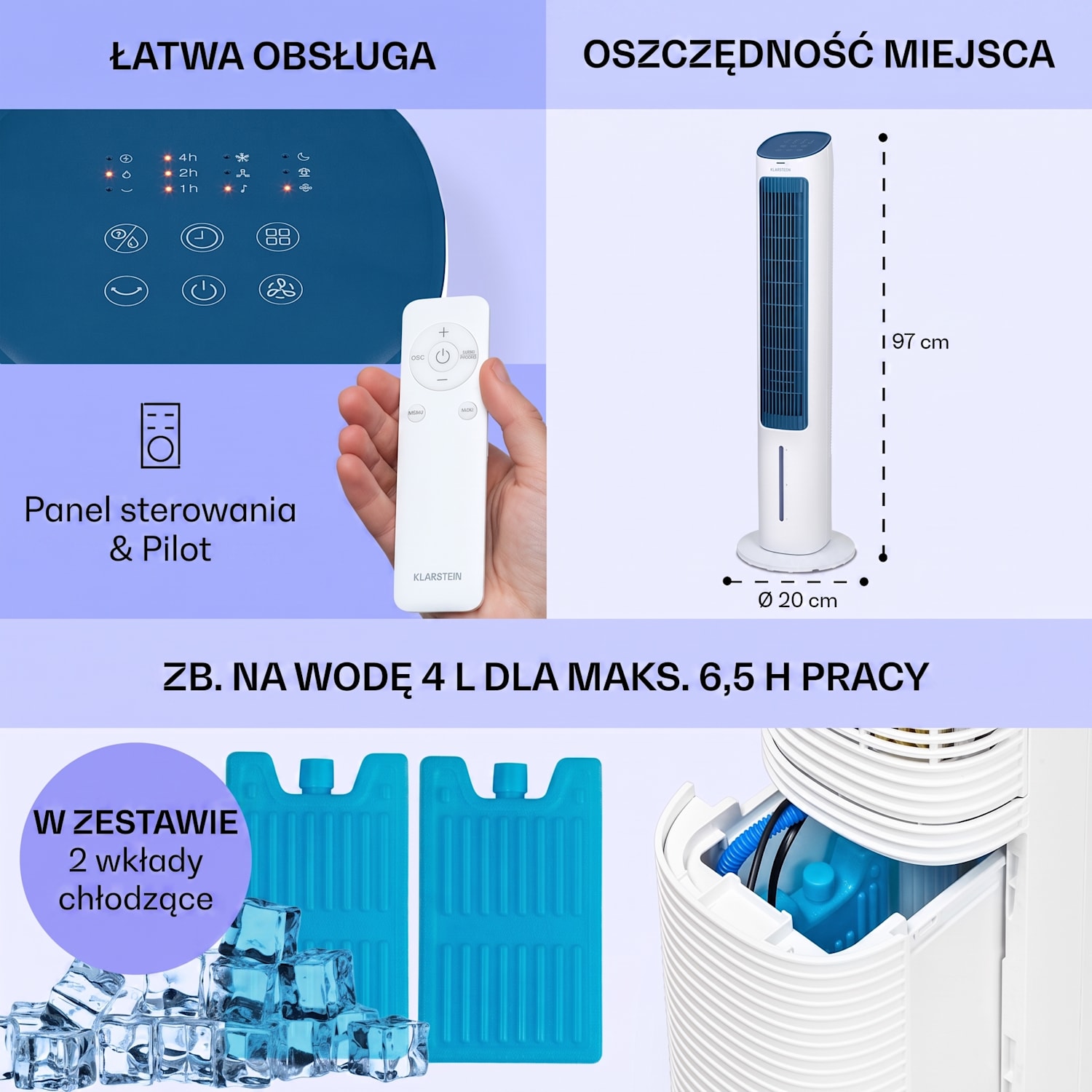Mistral, klimator 5 w 1, wentylator, nawilżacz, oczyszczacz powietrza, jonizator, 360 m³/h, pilot 360 m³/h | Nie | Biały
