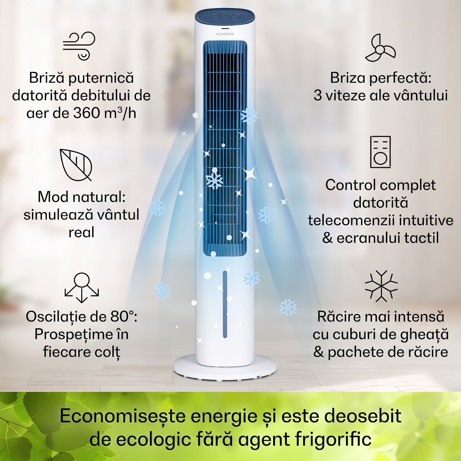 Mistral, răcitor de aer 5 în 1, ventilator, umidificator, ionizator, 360 m³/h, telecomandă 360 m³/h | Nu | Alb