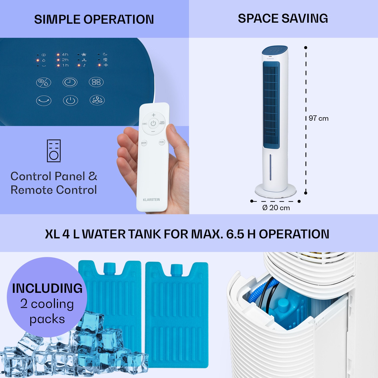 Mistral 5-in-1 air cooler fan humidifier ioniser 360 m³/h remote control 360 m³/h | No | White