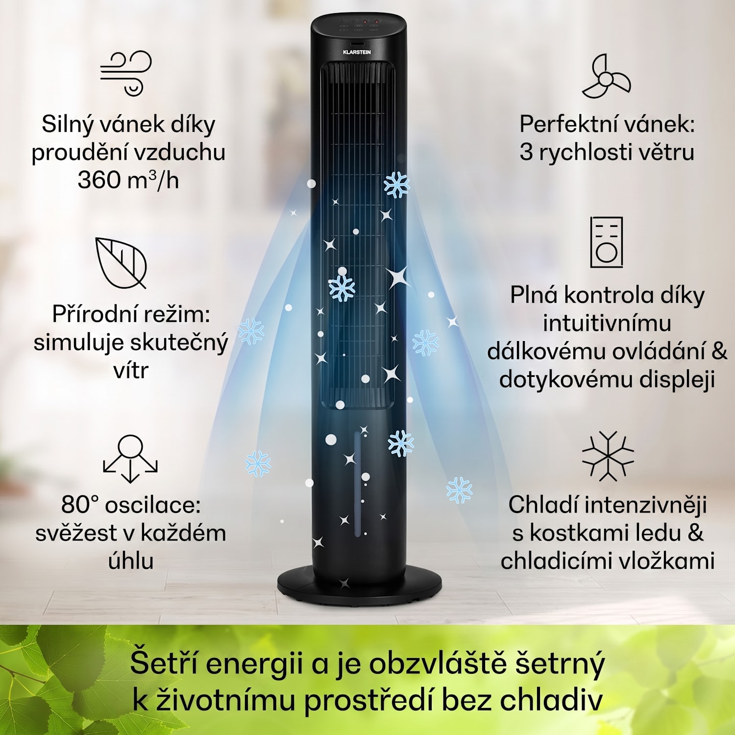 Mistral, ochlazovač vzduchu 5 v 1, ventilátor, zvlhčovač, ionizátor, 360 m³/h, dálkové ovládání 360 m³/h | Ne | Černá