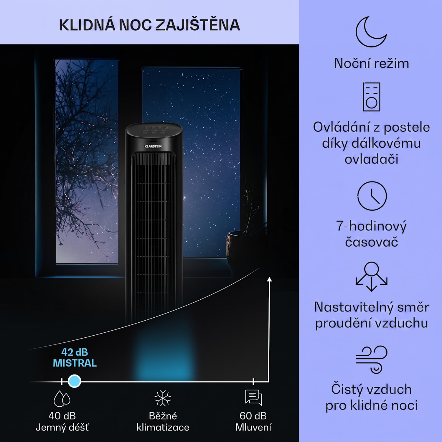 Mistral, ochlazovač vzduchu 5 v 1, ventilátor, zvlhčovač, ionizátor, 360 m³/h, dálkové ovládání 360 m³/h | Ne | Černá