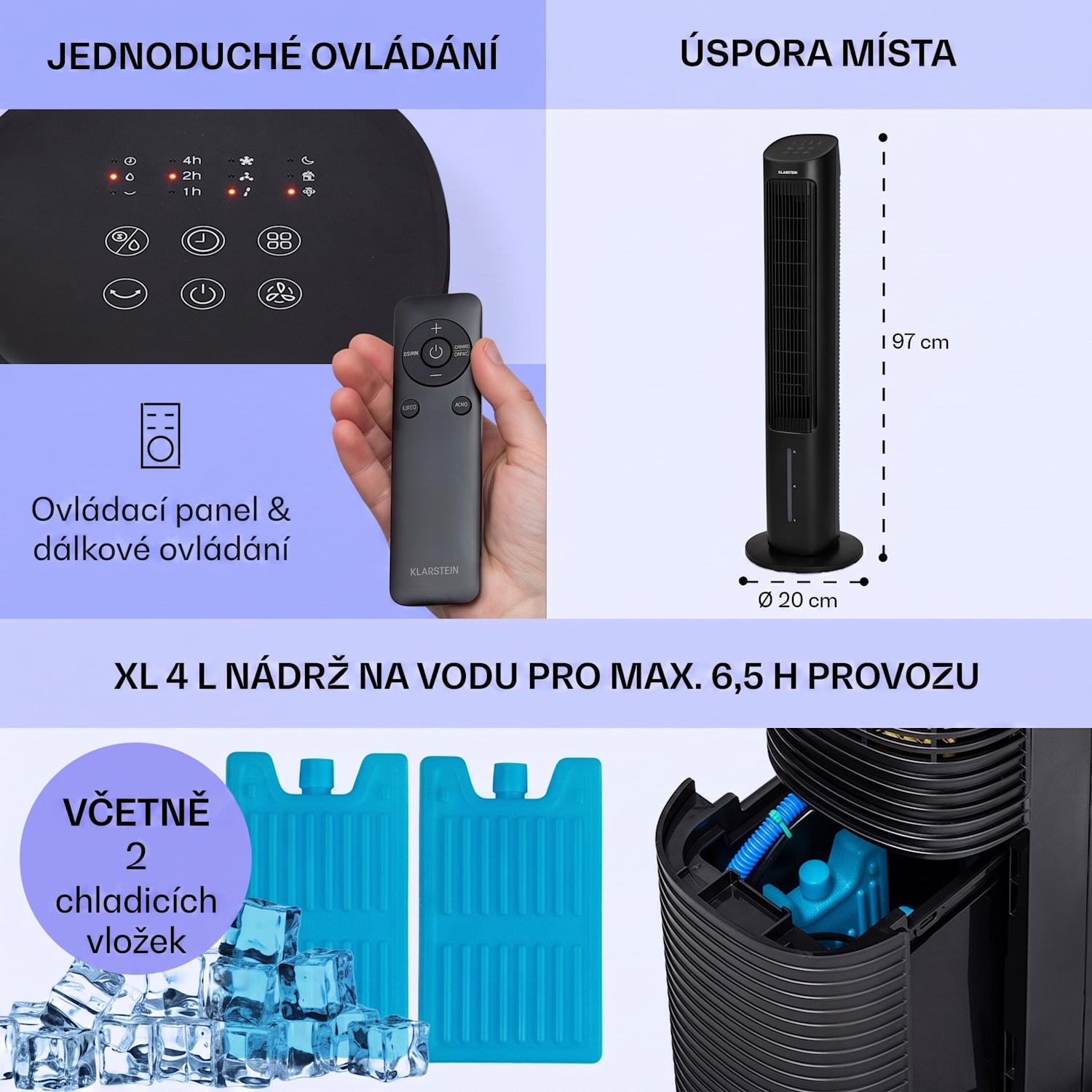 Mistral, ochlazovač vzduchu 5 v 1, ventilátor, zvlhčovač, ionizátor, 360 m³/h, dálkové ovládání 360 m³/h | Ne | Černá