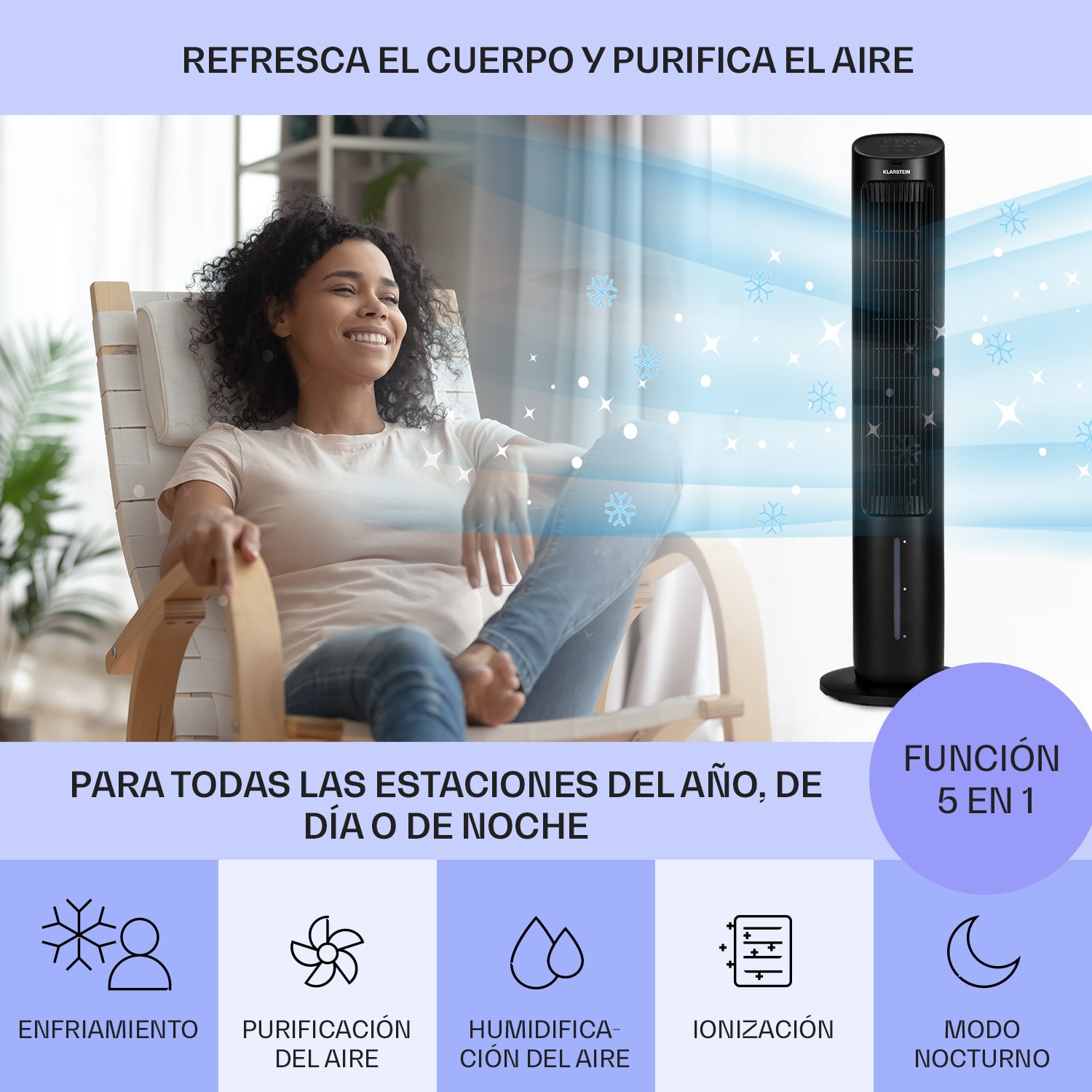 Mistral 5 en 1 Climatizador ionizador 360 m³/h mando a distancia 