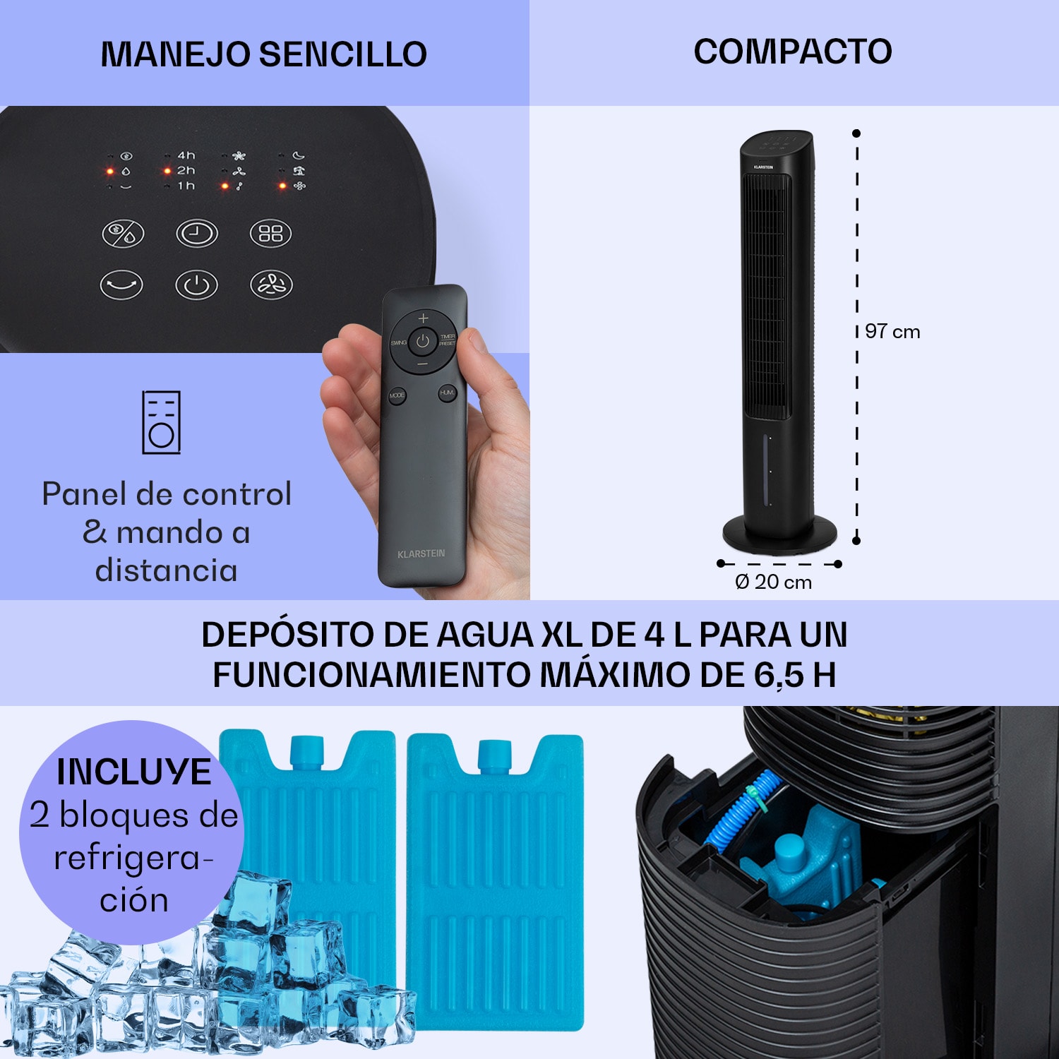 Mistral 5 en 1 Climatizador ionizador 360 m³/h mando a distancia 