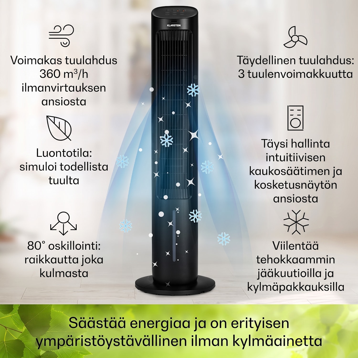 Mistral 5-in-1-ilmanjäähdytin tuuletin ilmankostutin ionisaattori 360 m³/h kaukosäädin 360 m³/h | Ei | Musta