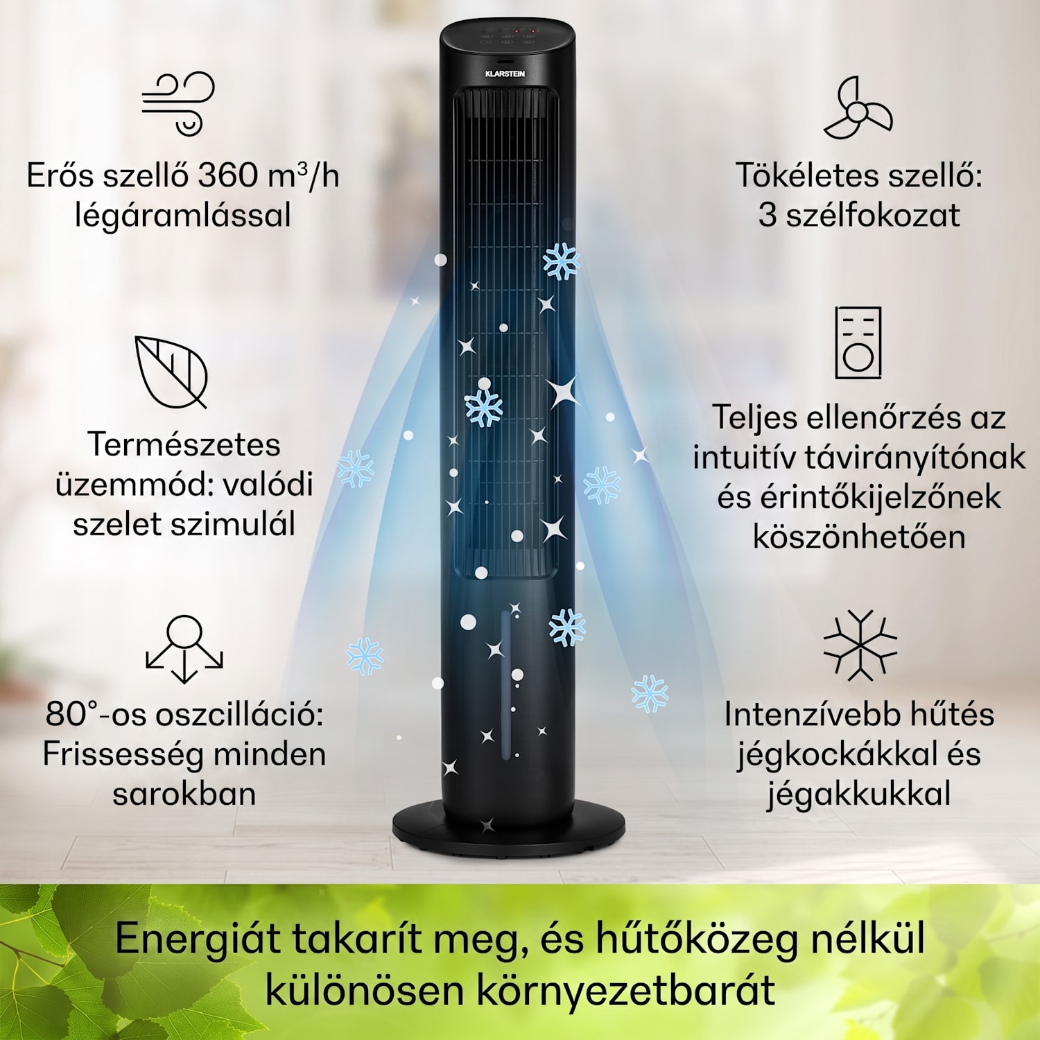 Mistral, 5 az 1-ben léghűtő, ventilátor, párásító, ionizátor, 360 m³/ó, távirányítóval 