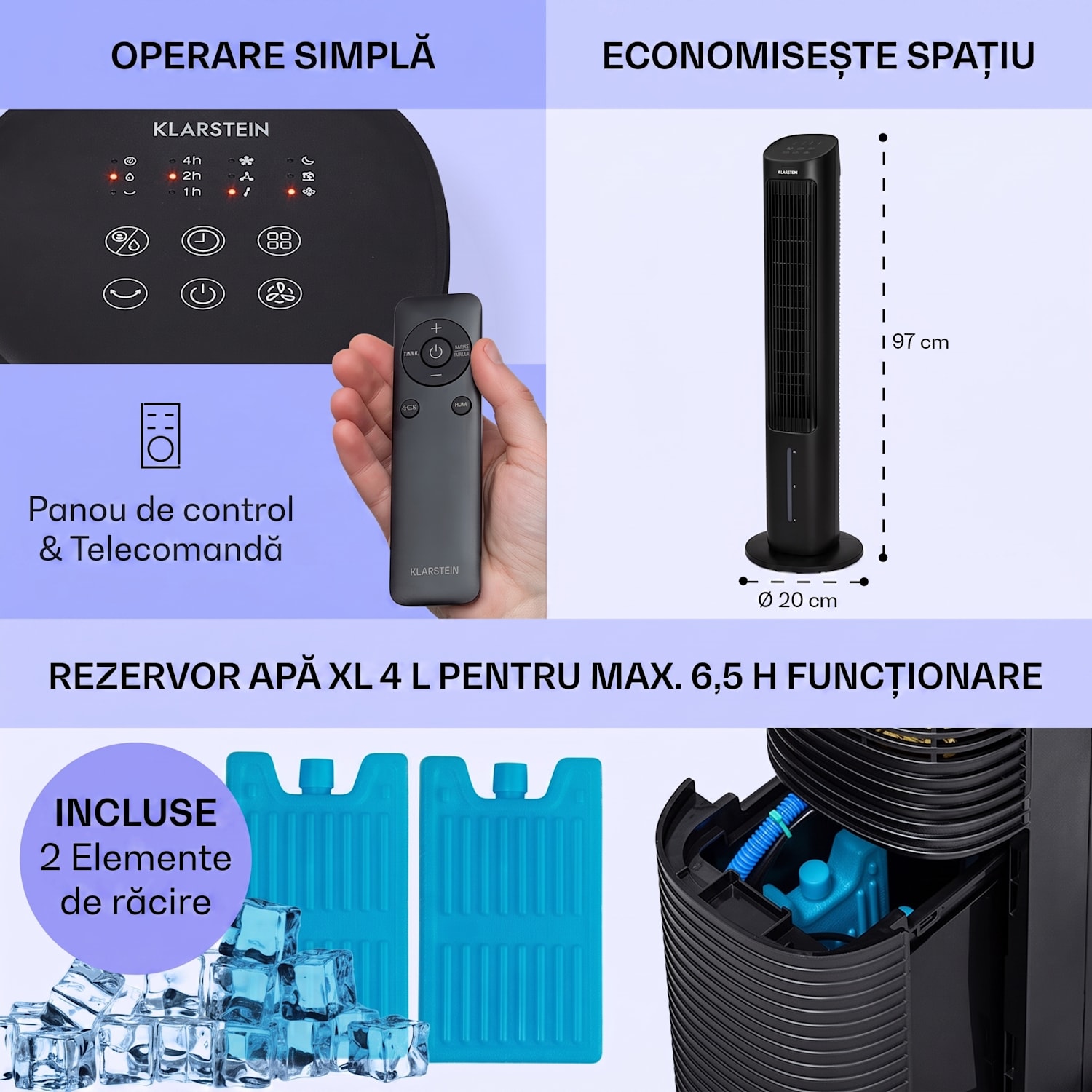 Mistral, răcitor de aer 5 în 1, ventilator, umidificator, ionizator, 360 m³/h, telecomandă 360 m³/h | Nu | Negru