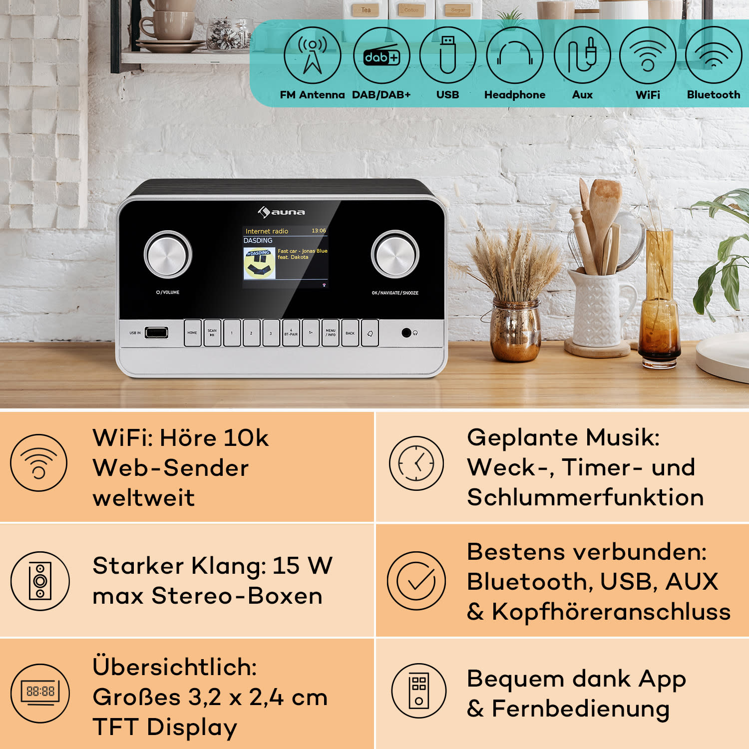 Connect 100 MKII Internetradio Mediaplayer Bluetooth DAB/DAB+ App-Control 