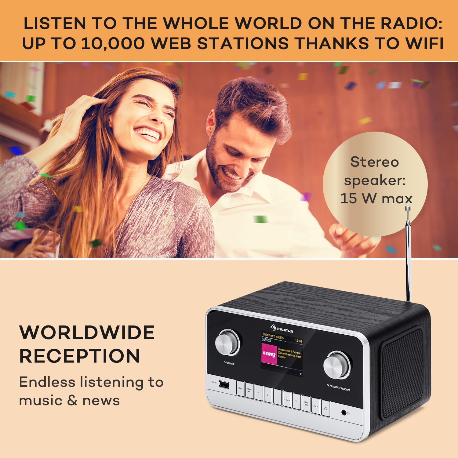 Connect 100 MKII internet radio media player Bluetooth DAB/DAB+ app control 