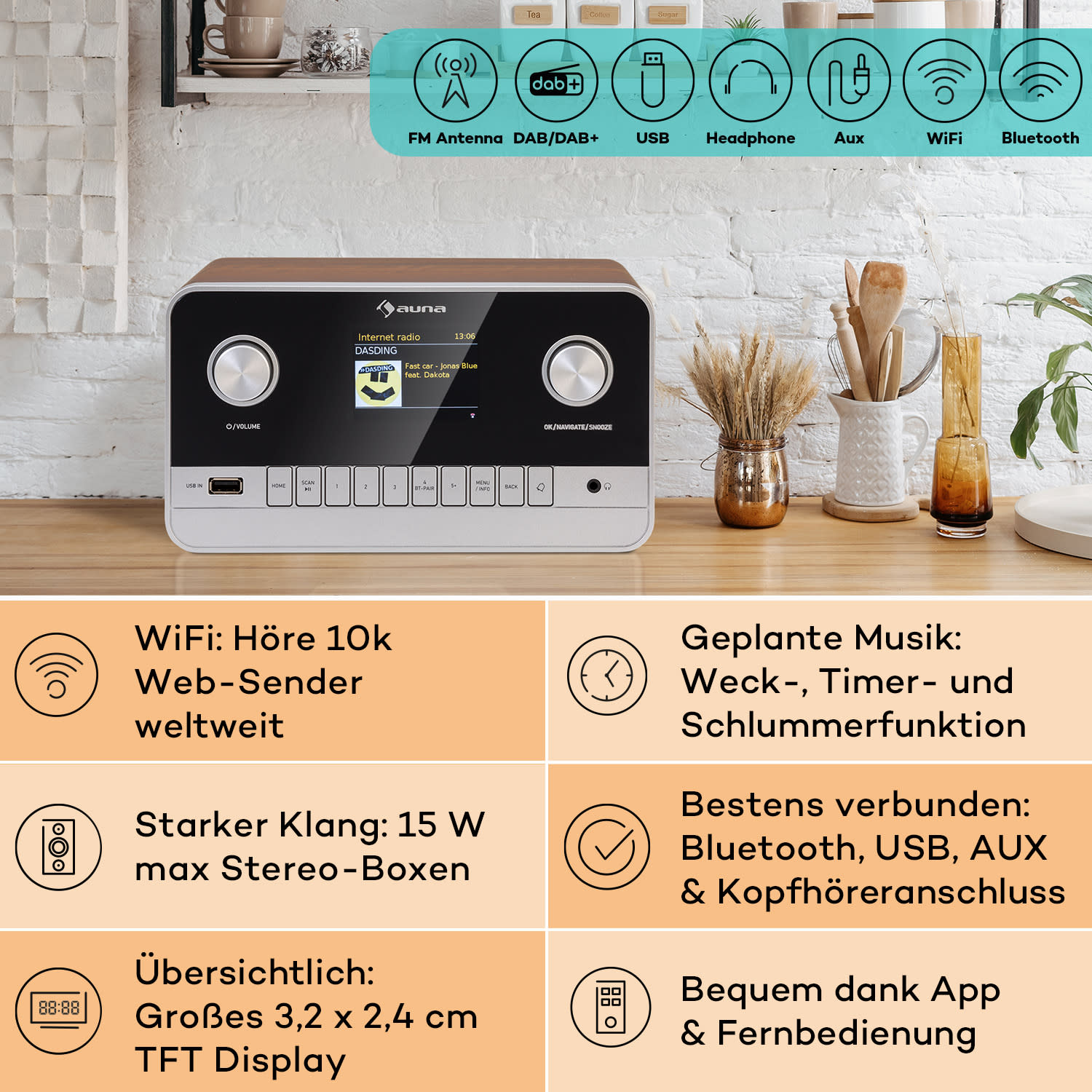 Connect 100 MKII Internetradio Mediaplayer Bluetooth DAB/DAB+ App-Control 