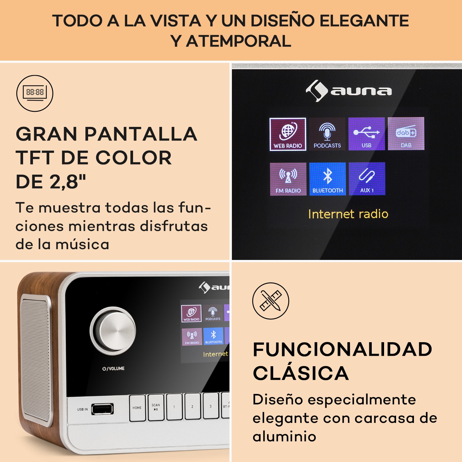 Connect 100 MKII radio por Internet, reproductor multimedia, Bluetooth, DAB/DAB+, control por app 