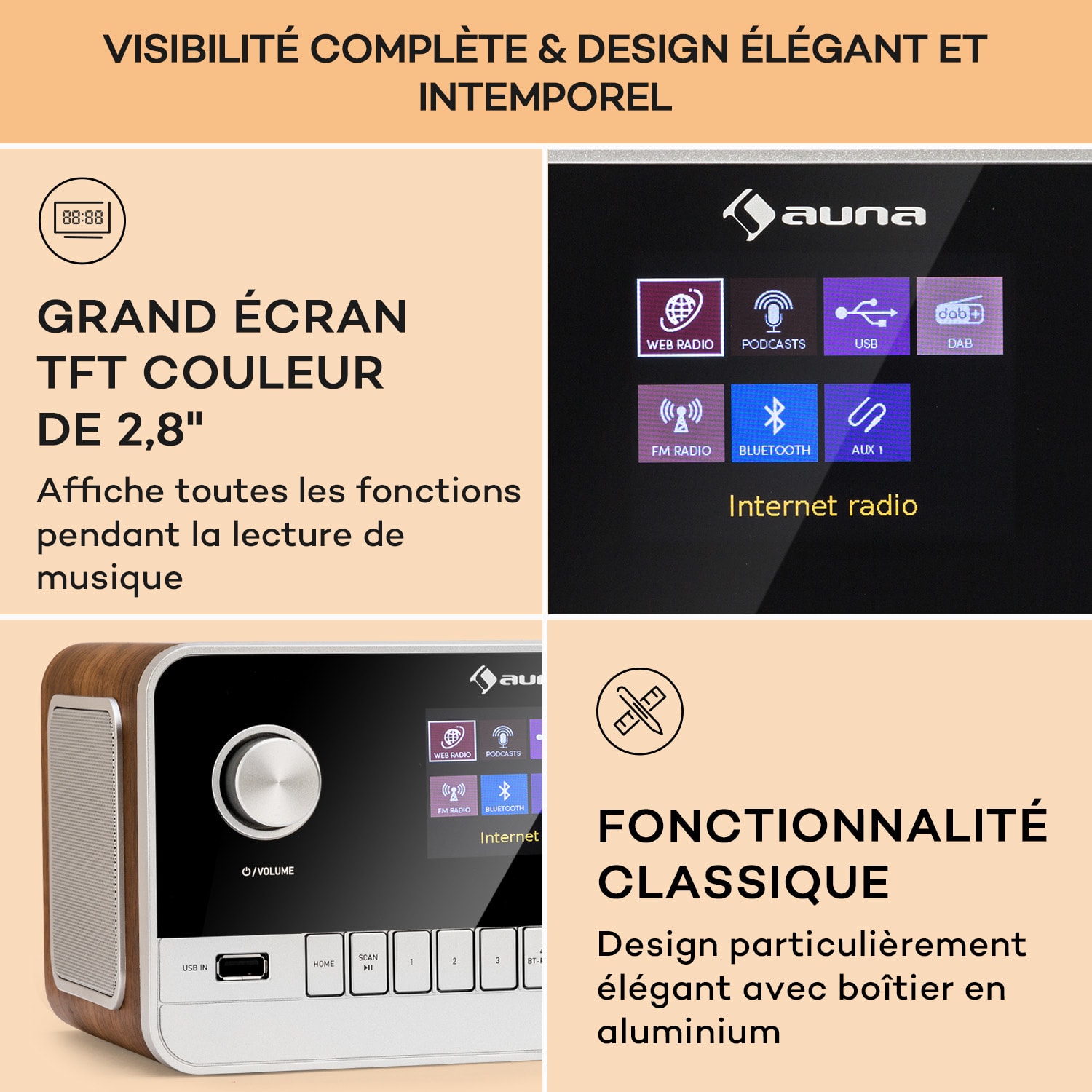 Connect 100 MKII Radio Internet Mediaplayer Bluetooth DAB/DAB+ Contrôle par application 